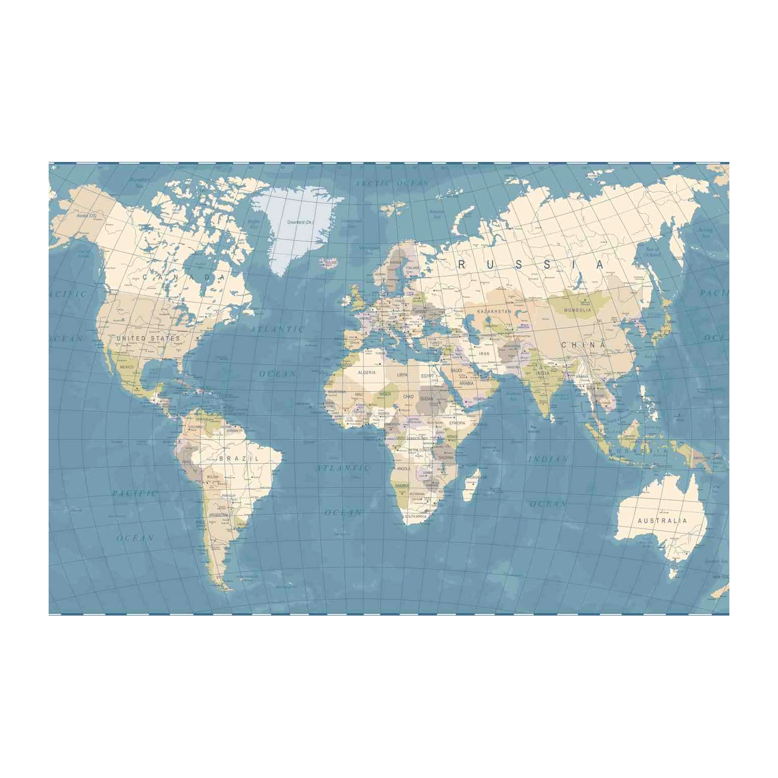 Vintage World Map Art Wall Art - Global Decor