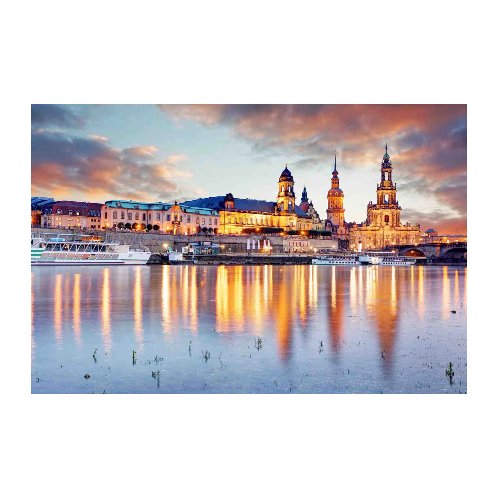 Dresden Skyline Elbe River Sunset Wall Art