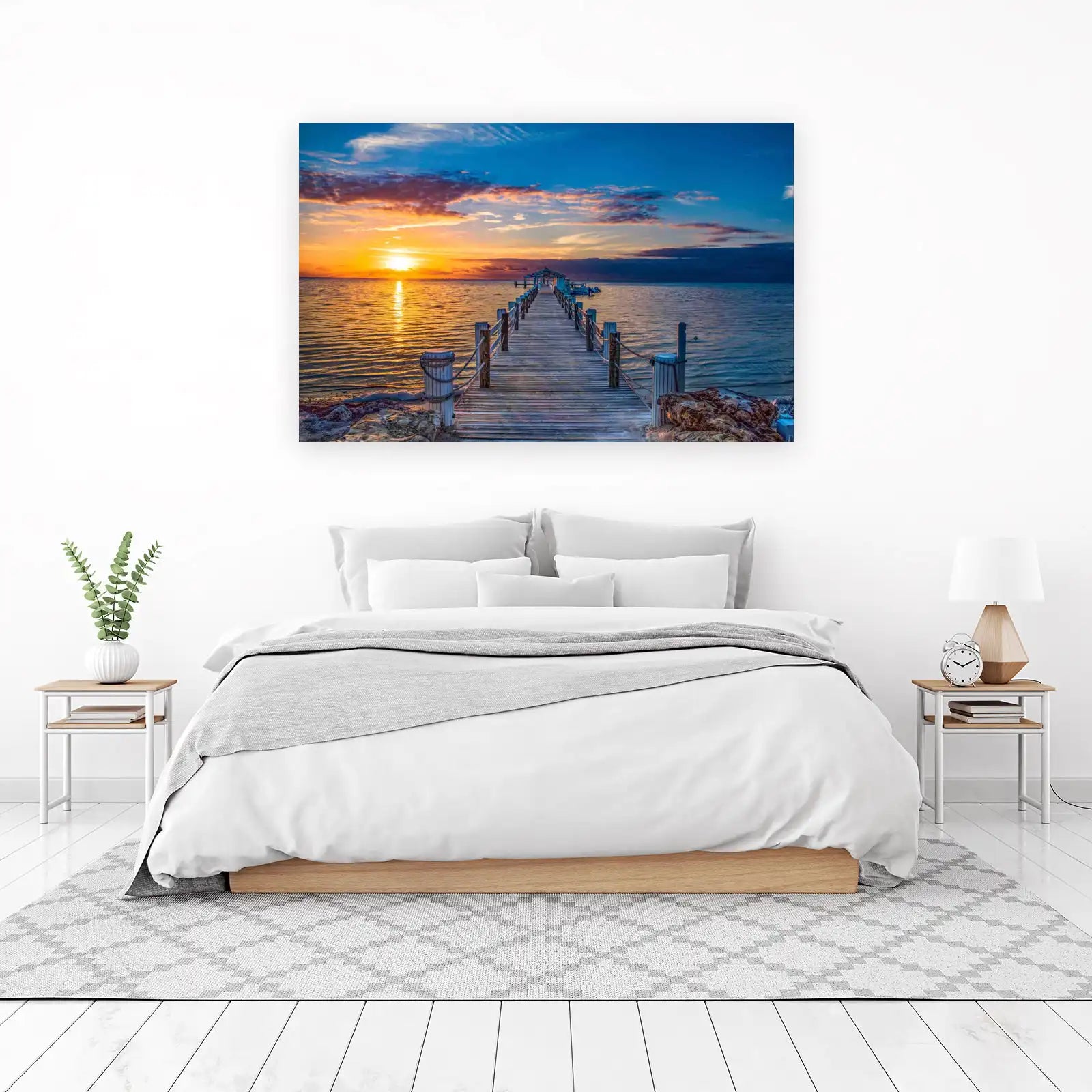 Serene Sunset Pier Landscape Wall Art