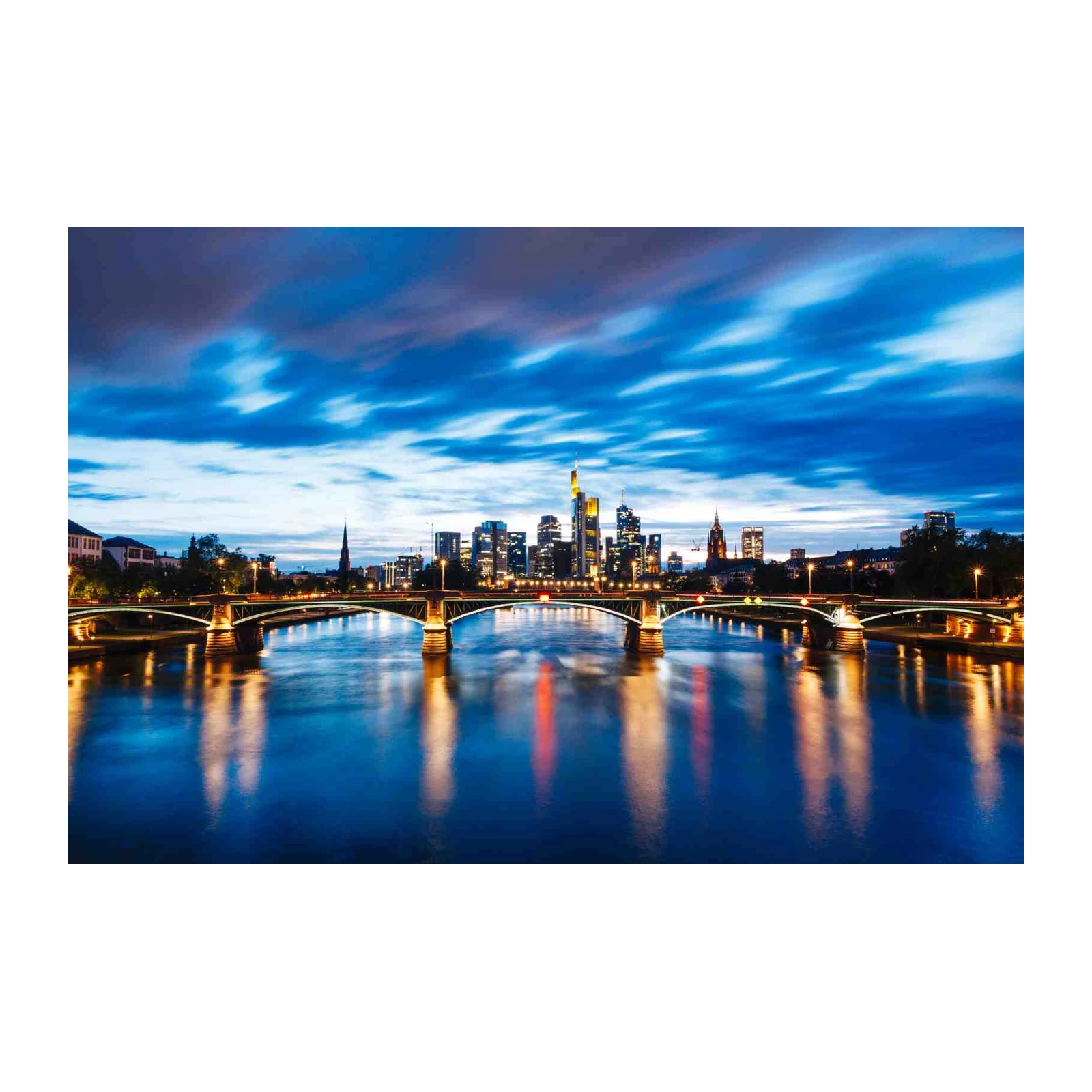 Frankfurt Skyline Bridge at Dusk Wall Art