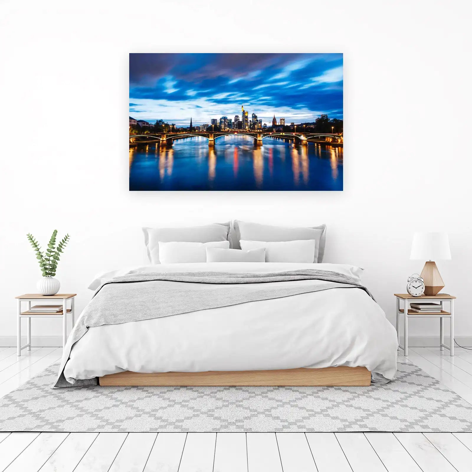 Frankfurt Skyline Bridge at Dusk Wall Art