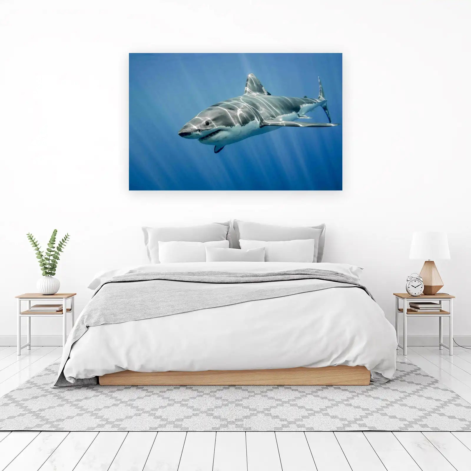 Majestic Great White Shark Ocean Wall Art