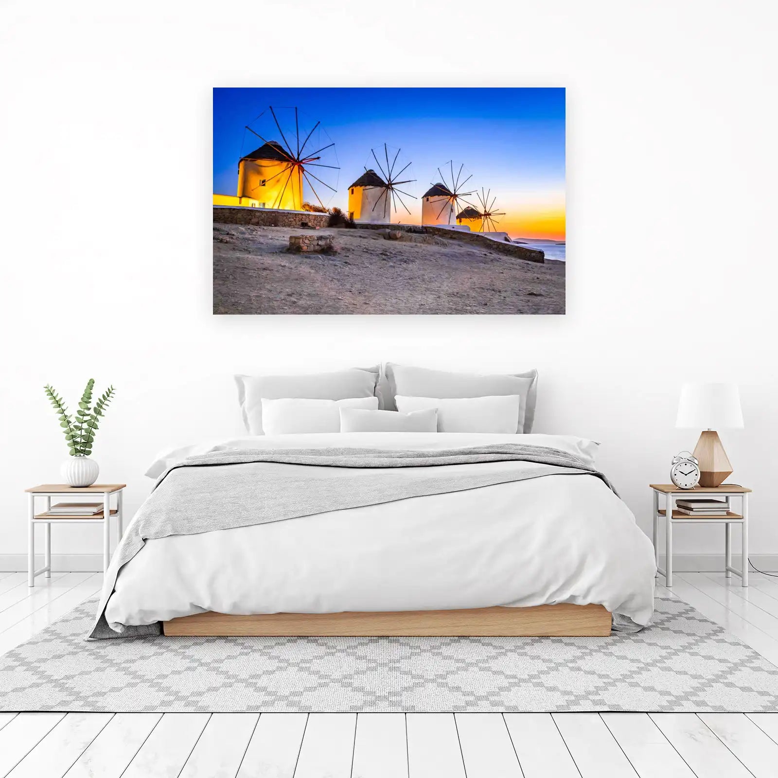 Iconic Mykonos Windmills Dusk Wall Art