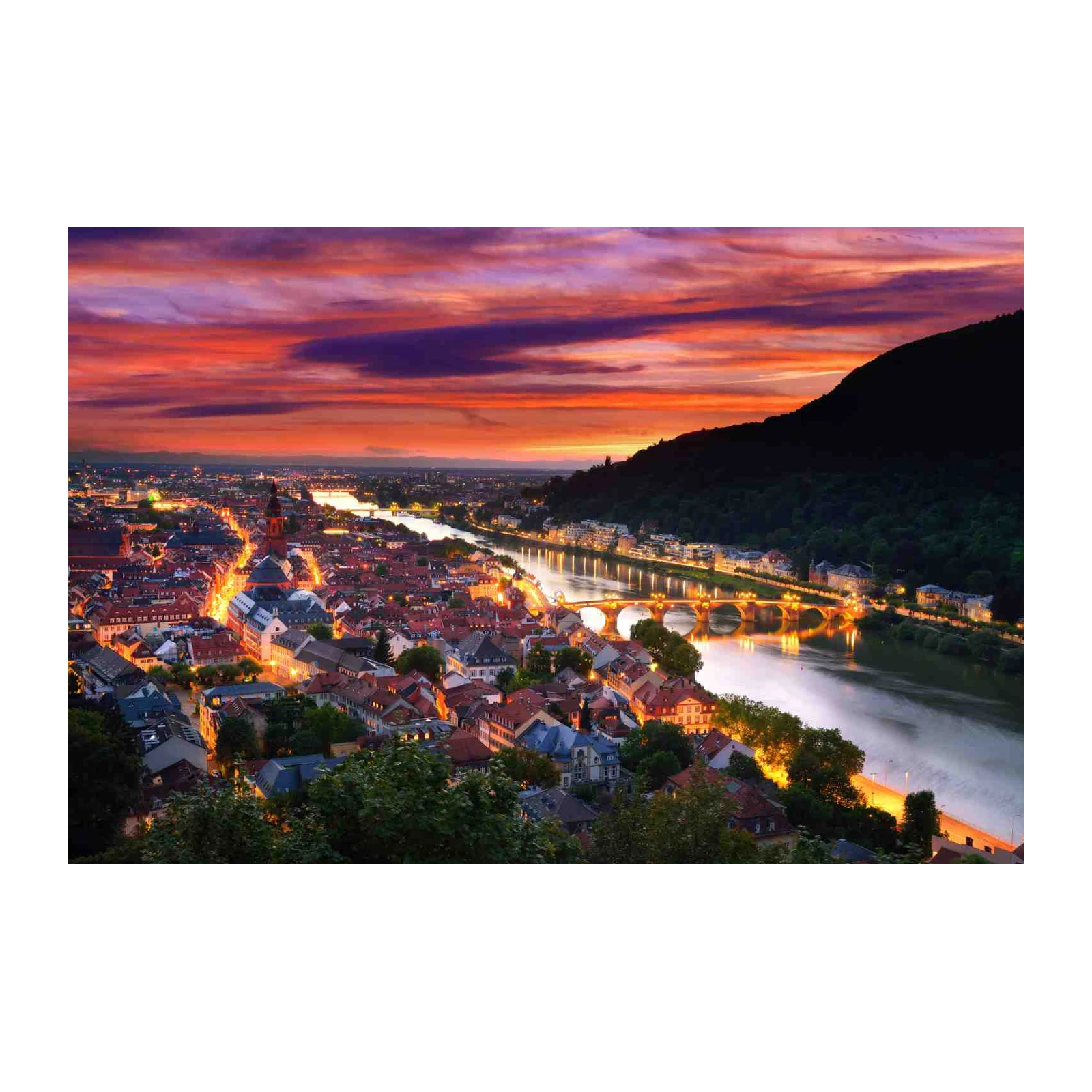 Romantic Heidelberg Sunset Cityscape Wall Art