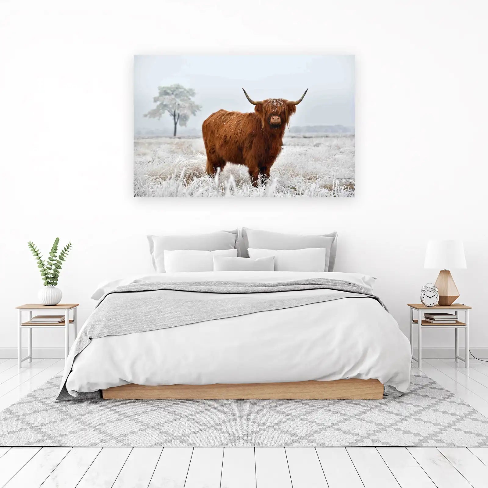 Majestic Highland Cow Winter Scene Wall Art