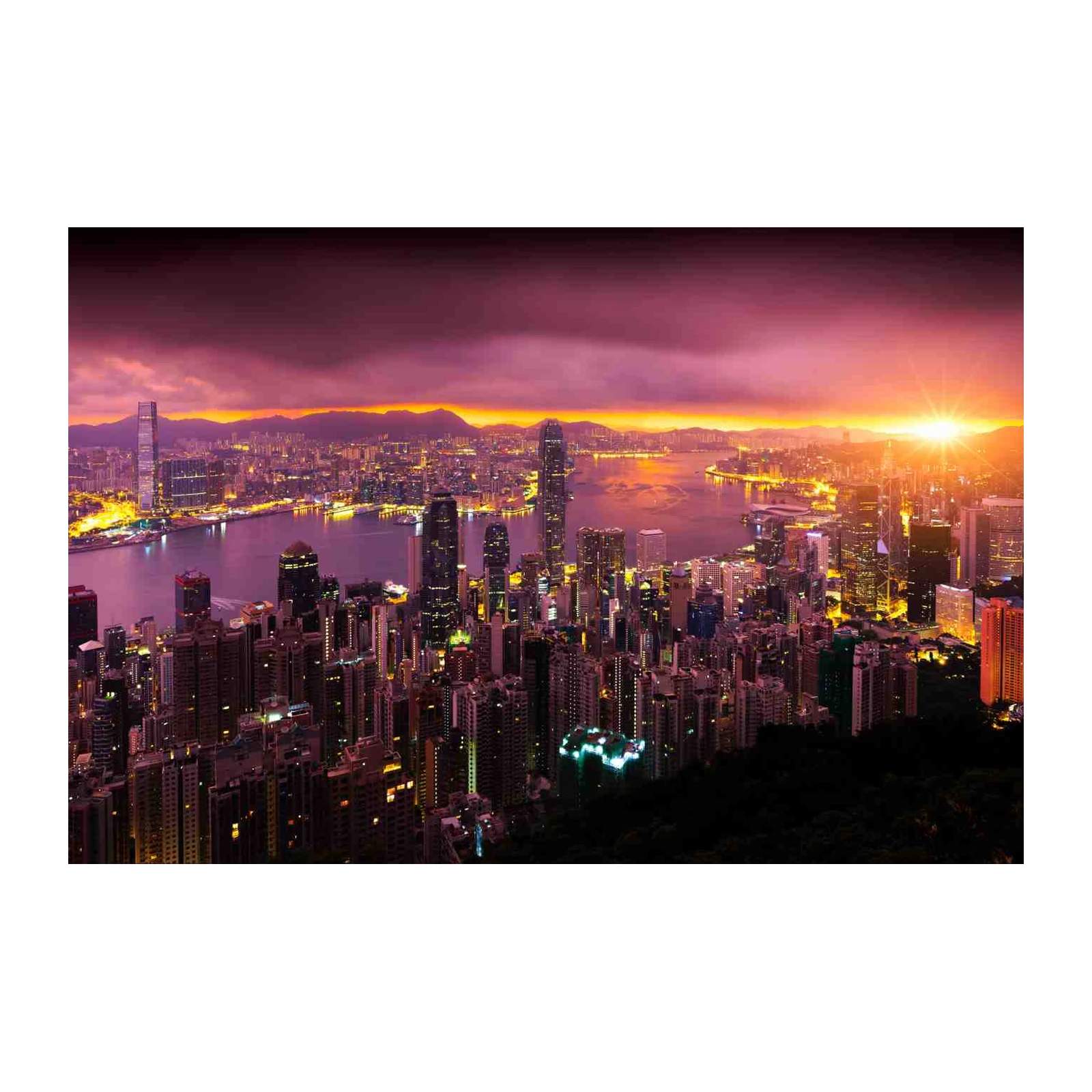 Hong Kong Skyline Sunset Wall Art
