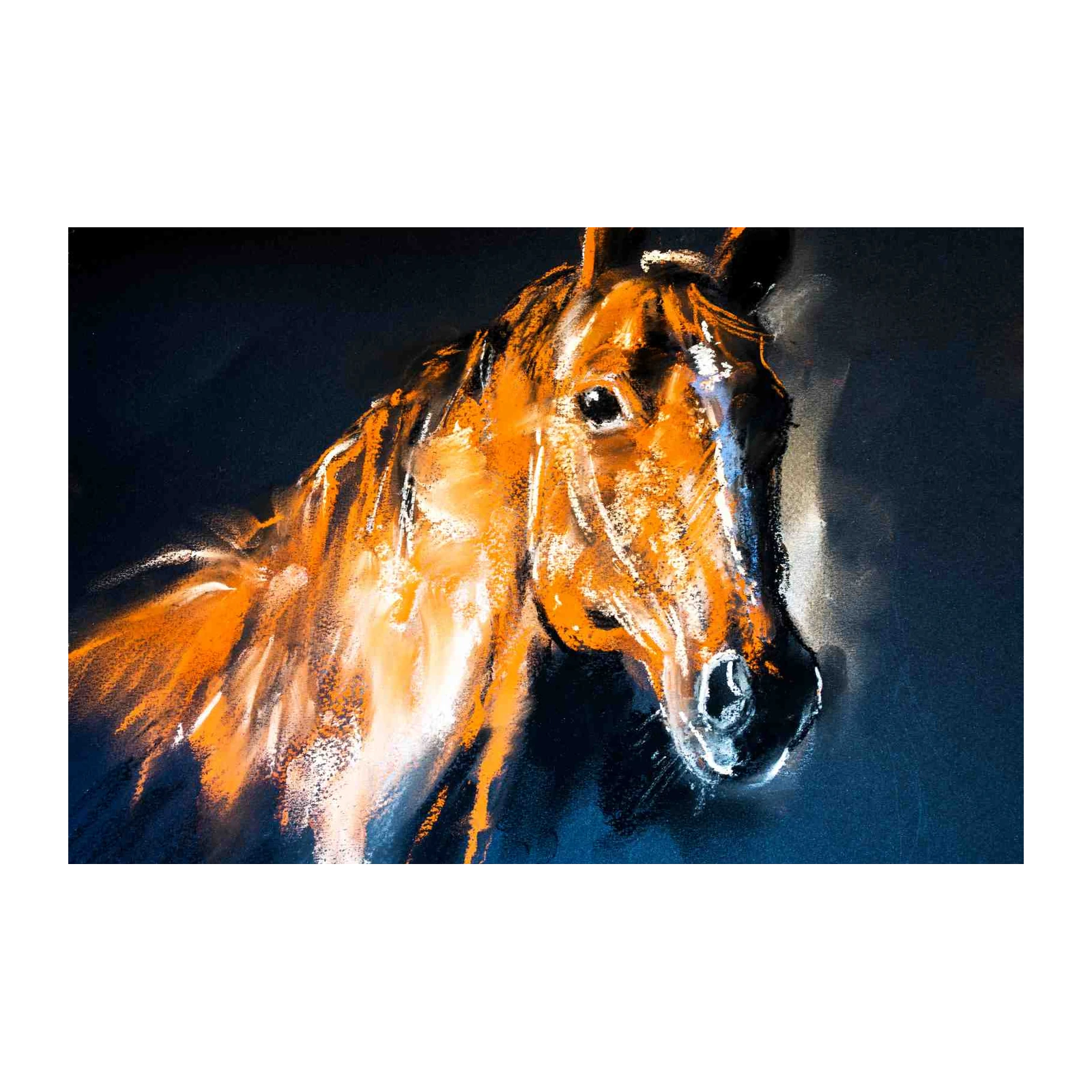 Vibrant Orange Horse Portrait Wall Art