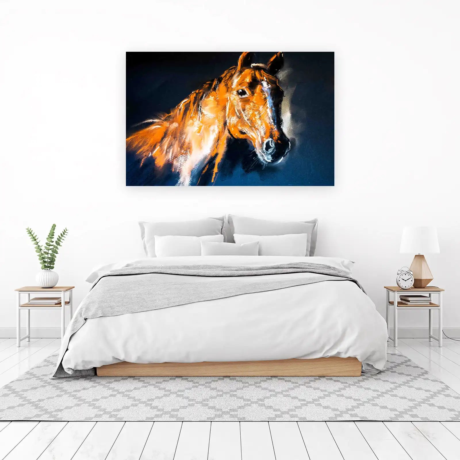 Vibrant Orange Horse Portrait Wall Art