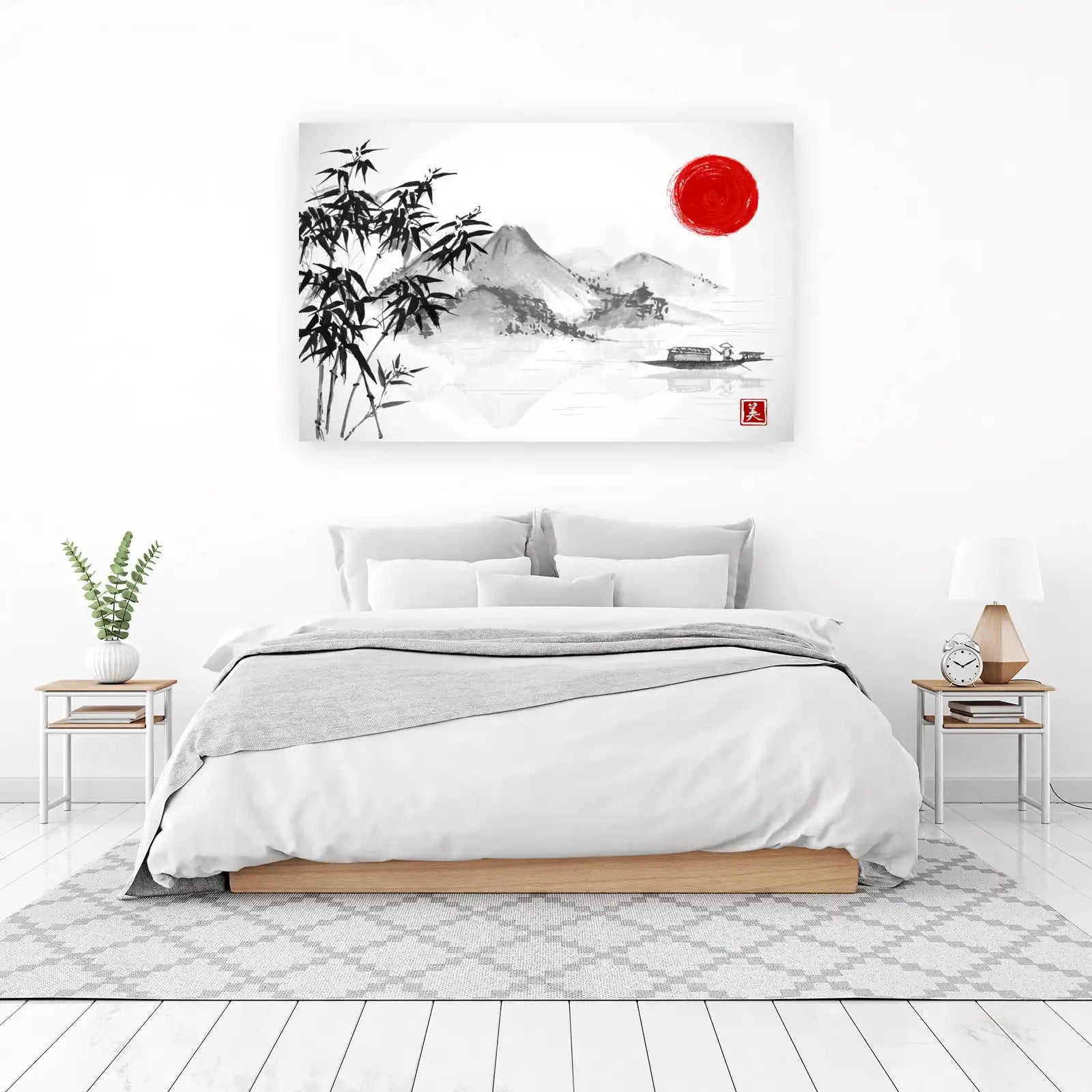 Zen Bamboo & Sunrise Landscape Wall Art