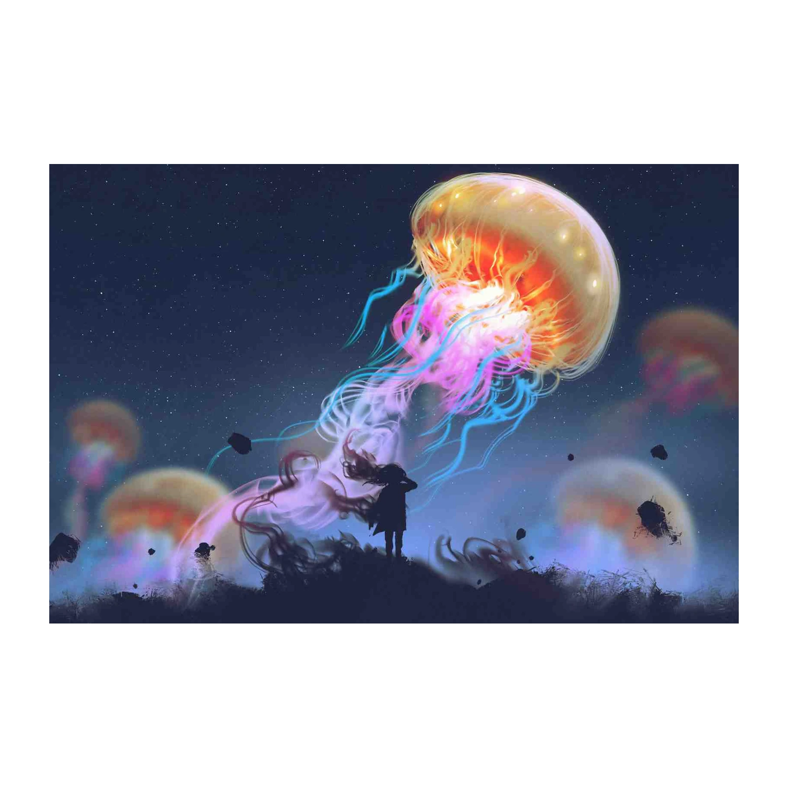 Galactic Jellyfish Dreamscape Wall Art