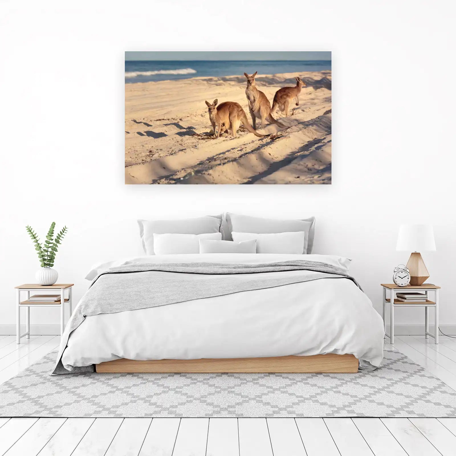 Kangaroos on Beach Serenity Wall Art