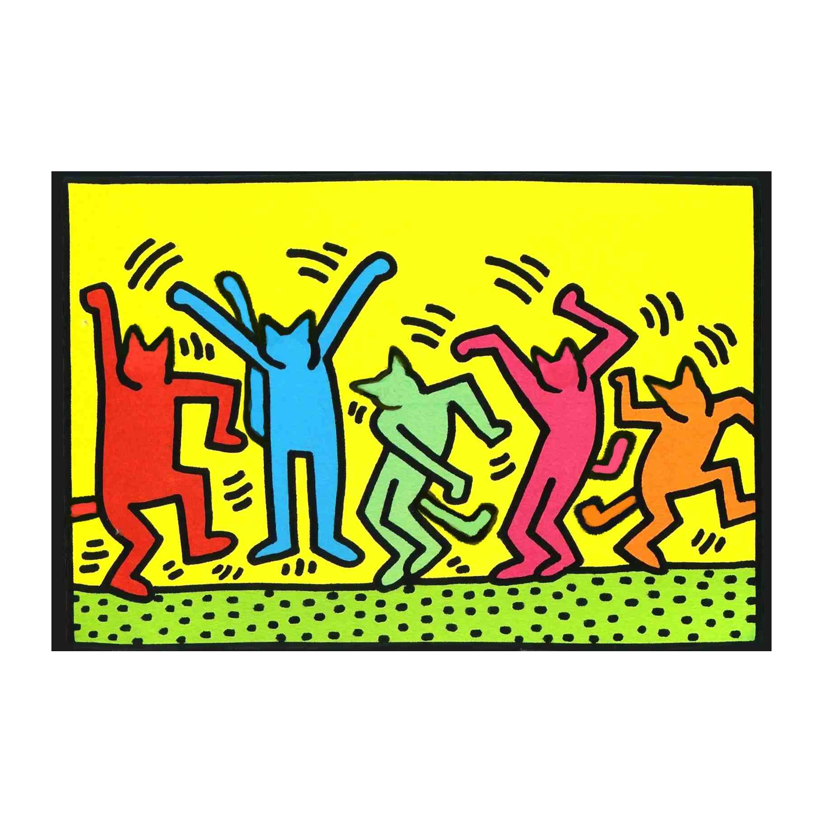Vibrant Dancing Cats Pop Art Wall Art