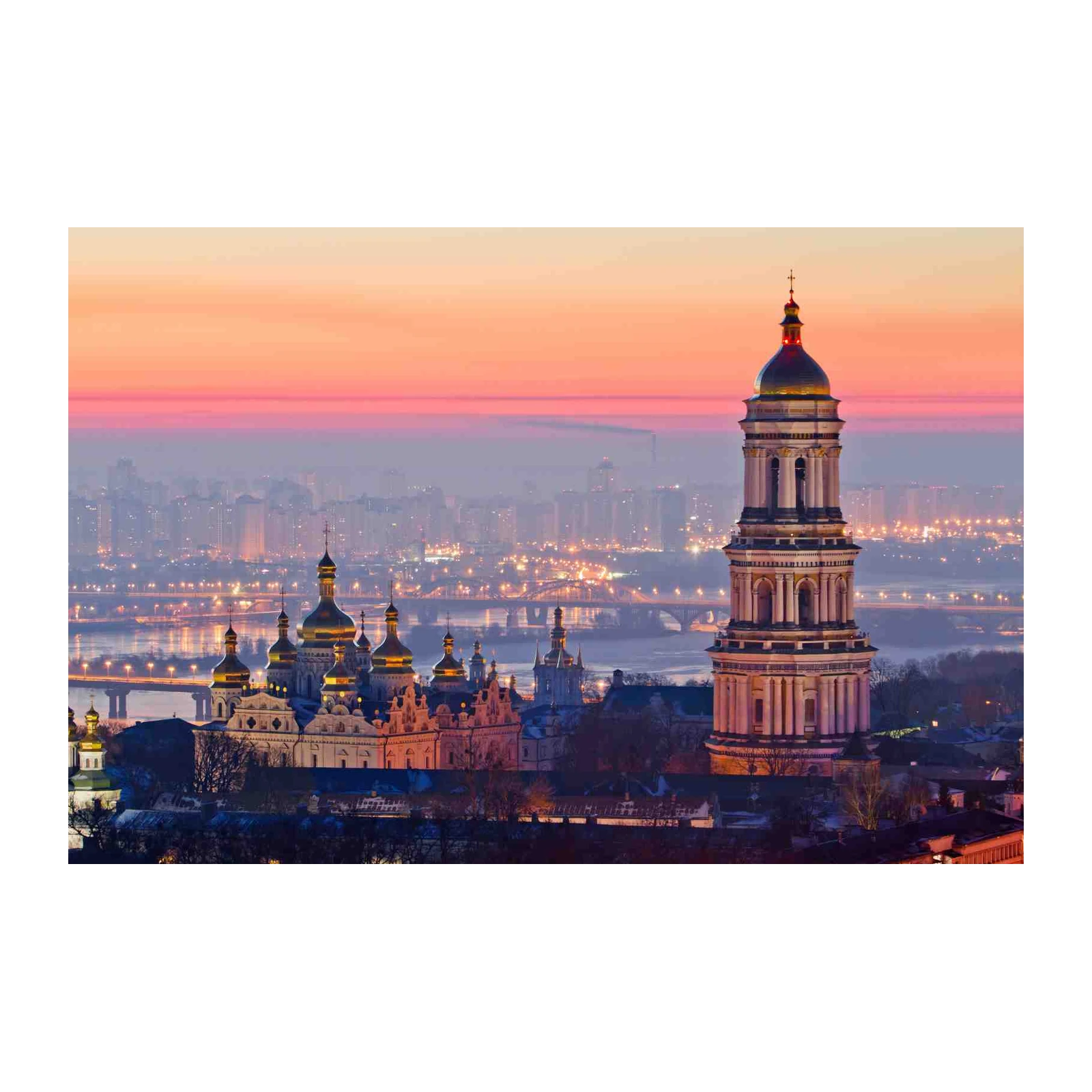Kyiv Cityscape Sunrise Orthodox Church Wall Art