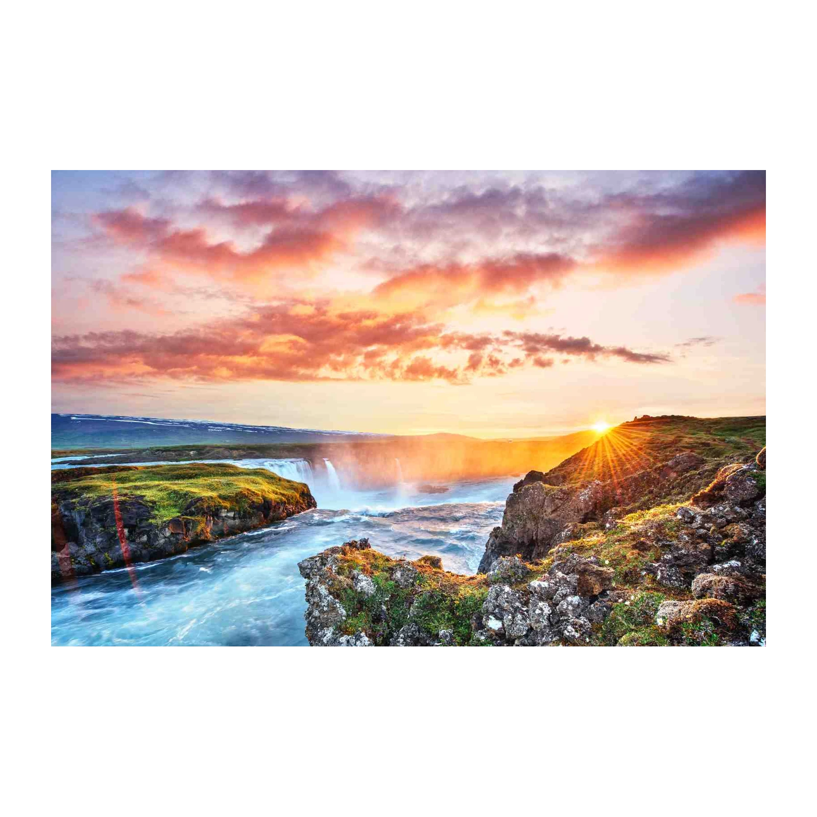 Golden Hour Waterfall Landscape Wall Art