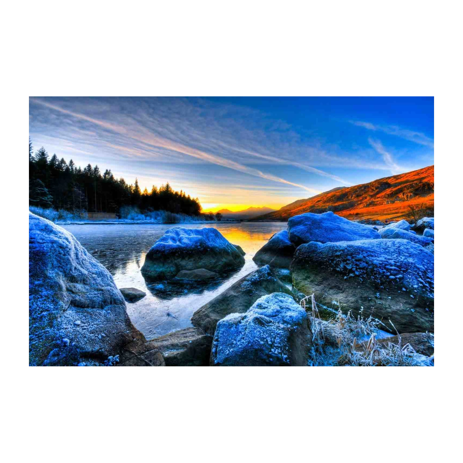 Frosty Mountain Lake Sunrise Wall Art