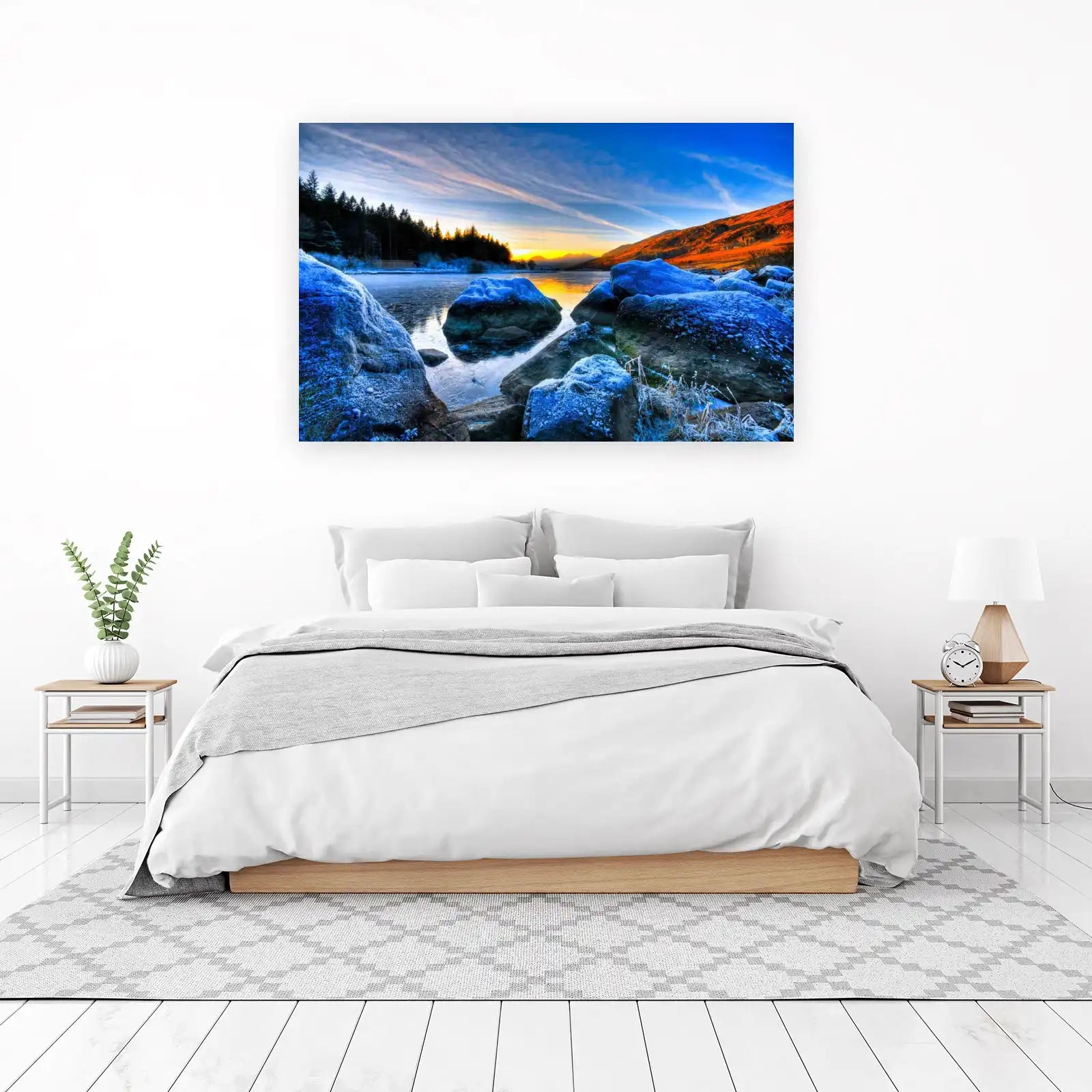 Frosty Mountain Lake Sunrise Wall Art