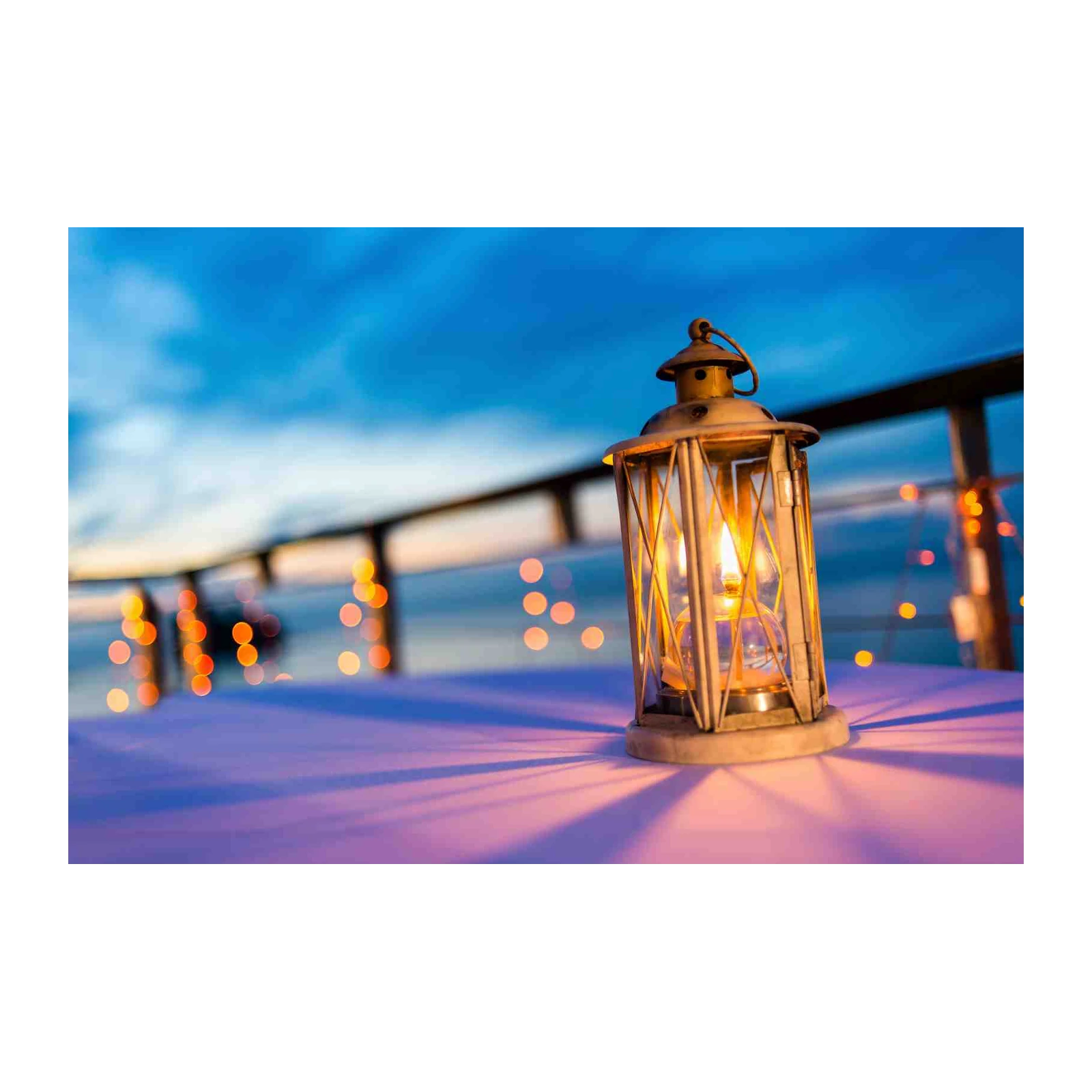Cozy Lantern Ambiance Beach Sunset Wall Art