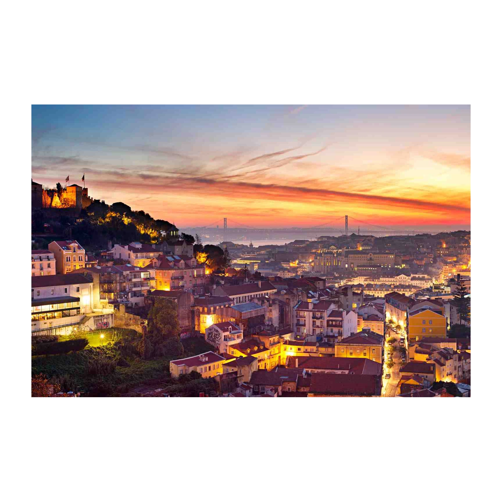 Lisbon Cityscape Sunset Wall Art