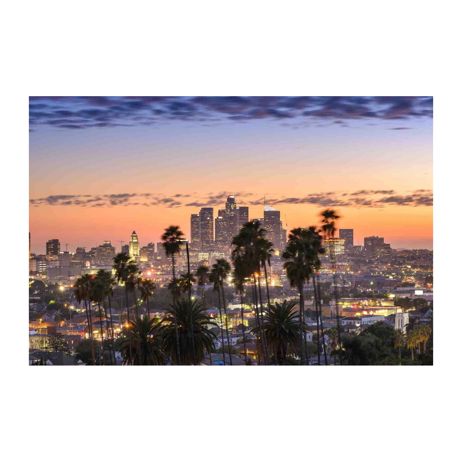Los Angeles Skyline Palm Trees Wall Art
