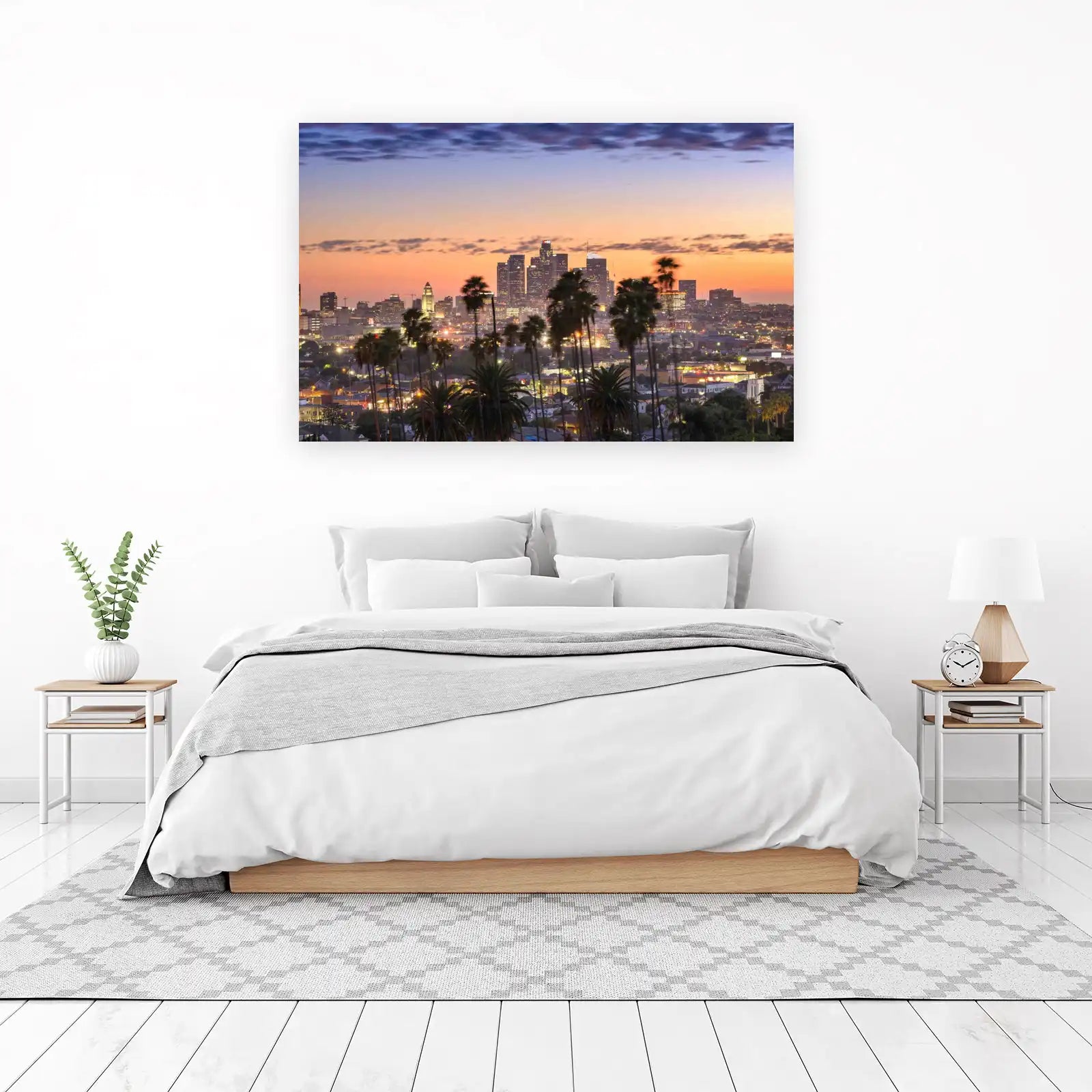 Los Angeles Skyline Palm Trees Wall Art