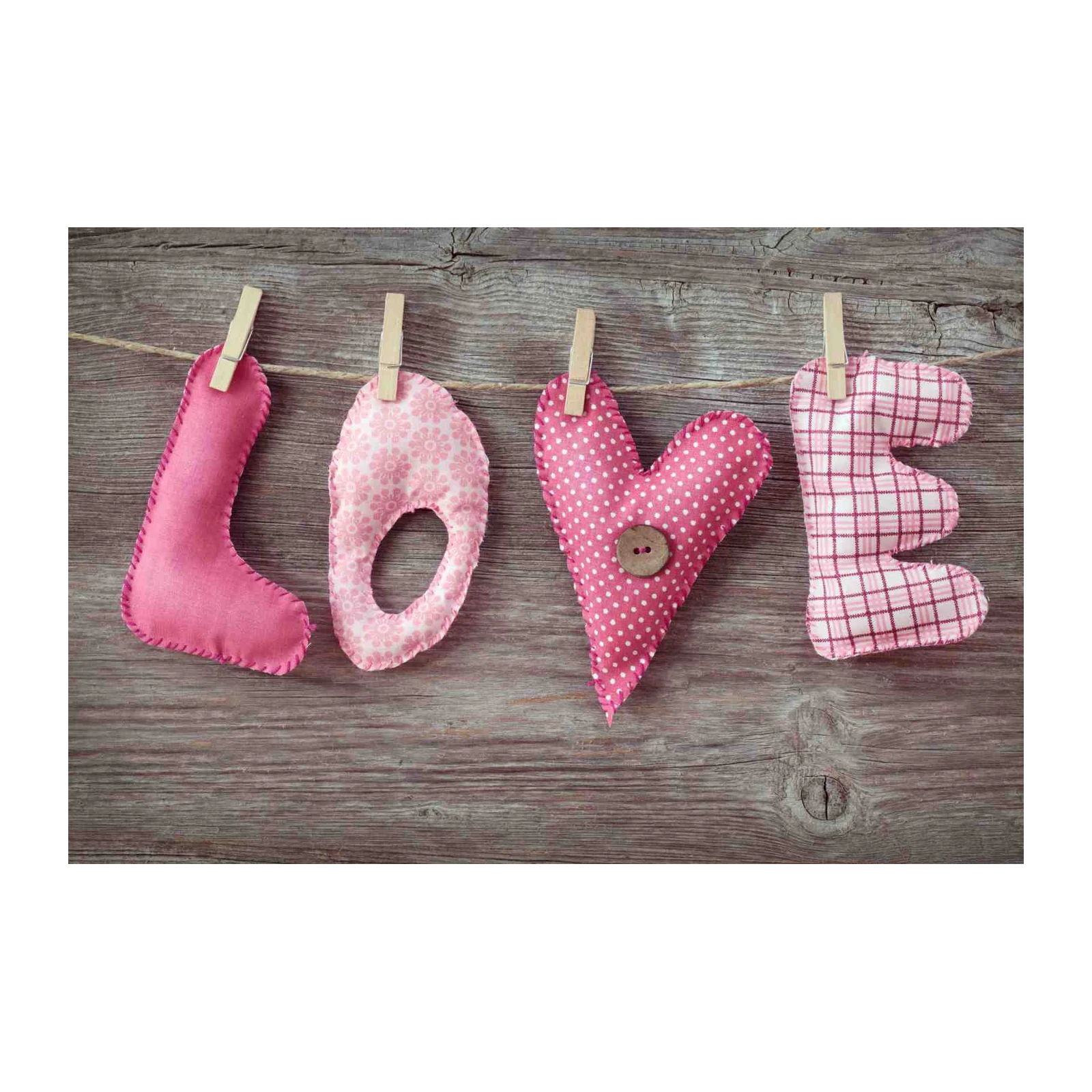 Charming "Love" Textile Art Wall Art