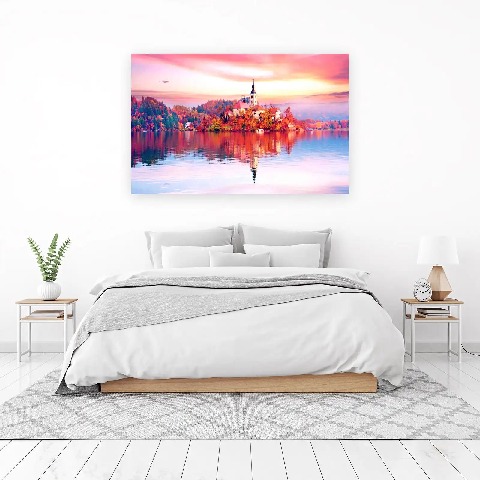 Serene Autumn Lake Castle Wall Art