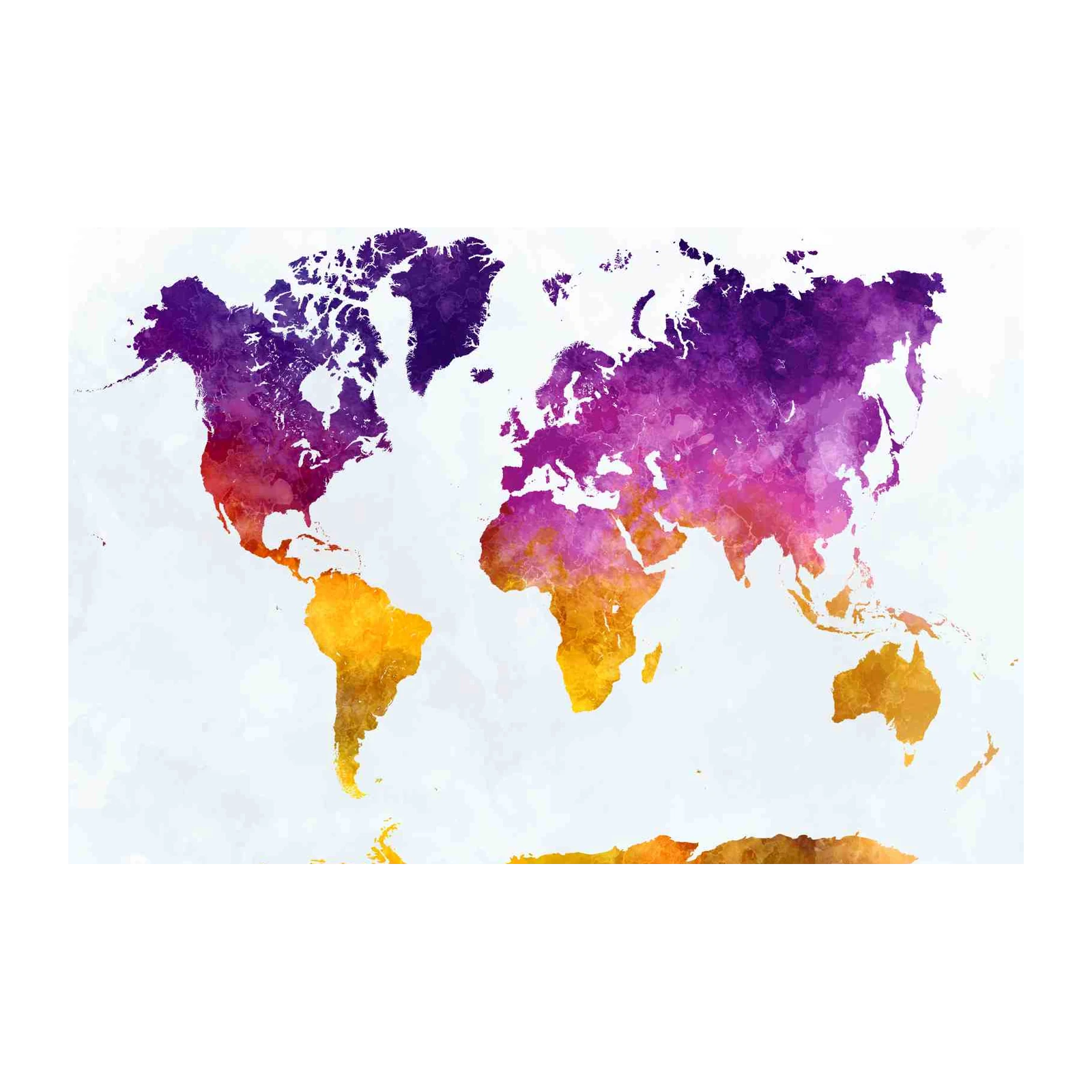 Vibrant Watercolor World Map Wall Art
