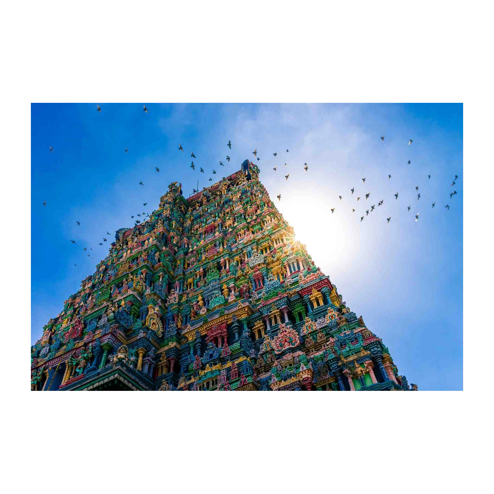 Vibrant Indian Temple Flock Wall Art