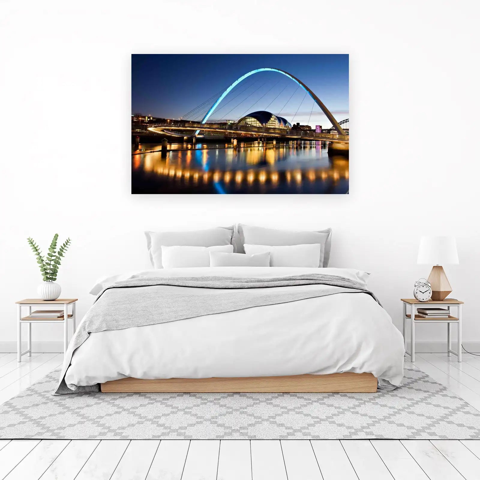 Iconic City Bridge Evening Glow Wall Art