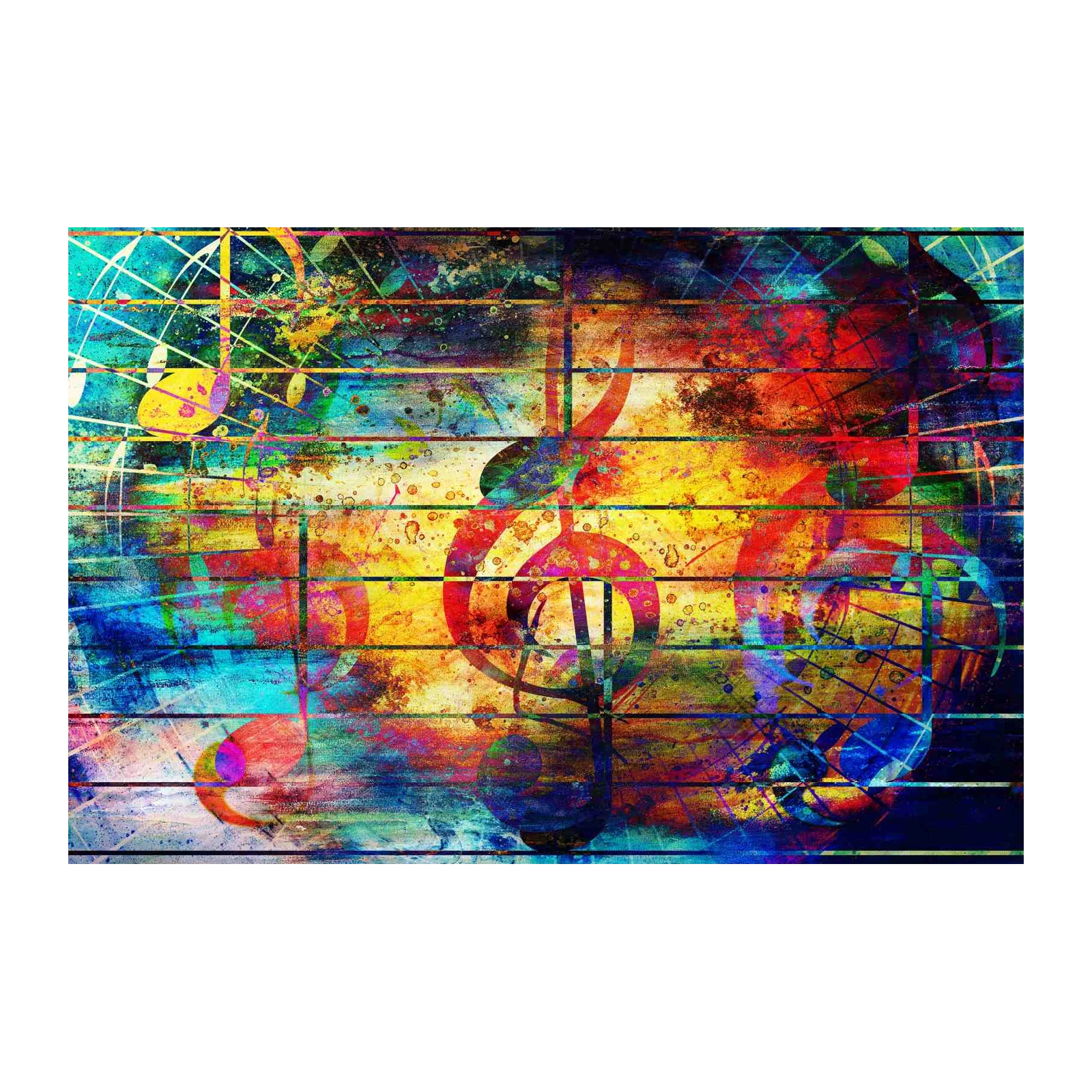 Vibrant Music Notes Abstract Wall Art