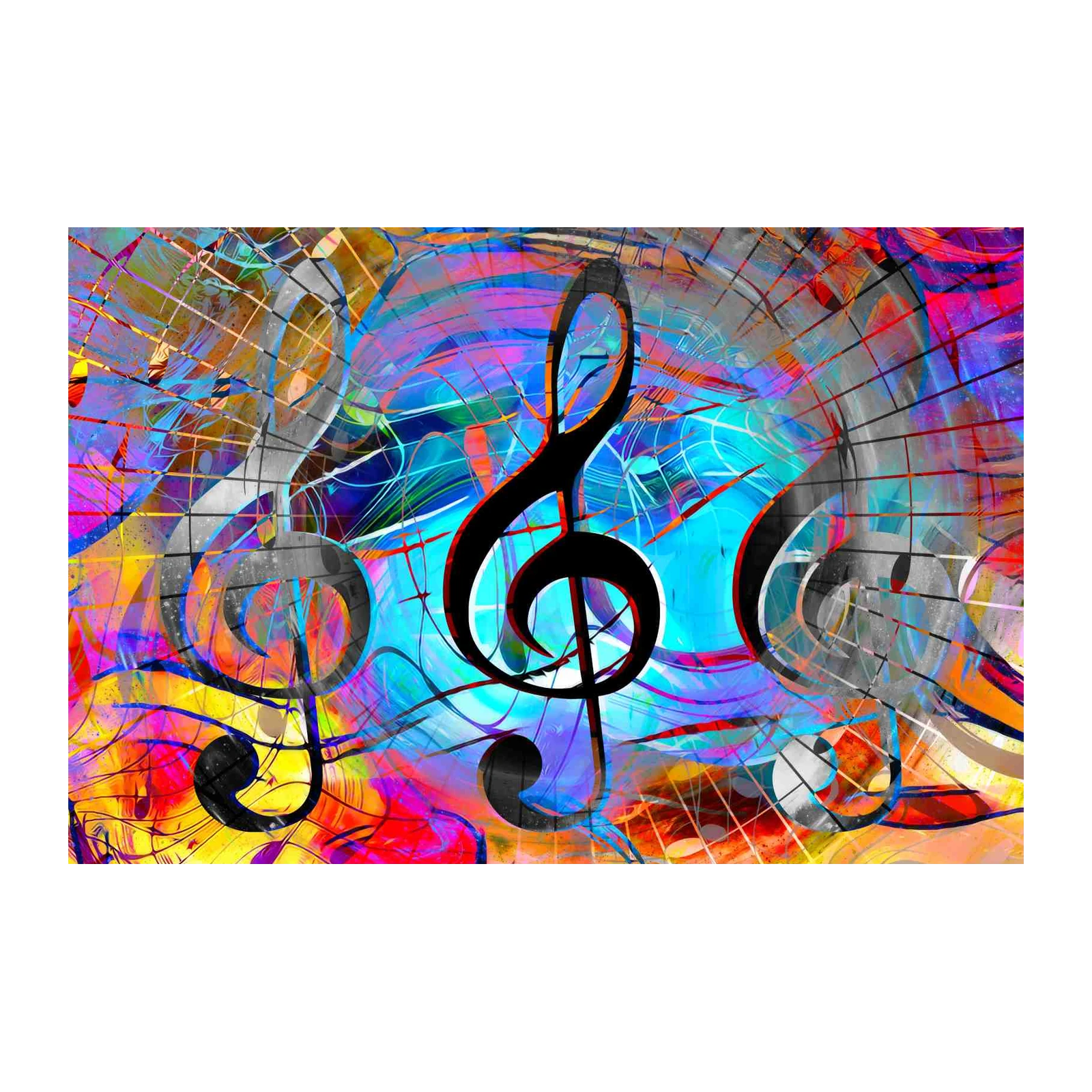 Vibrant Music Treble Clef Wall Art