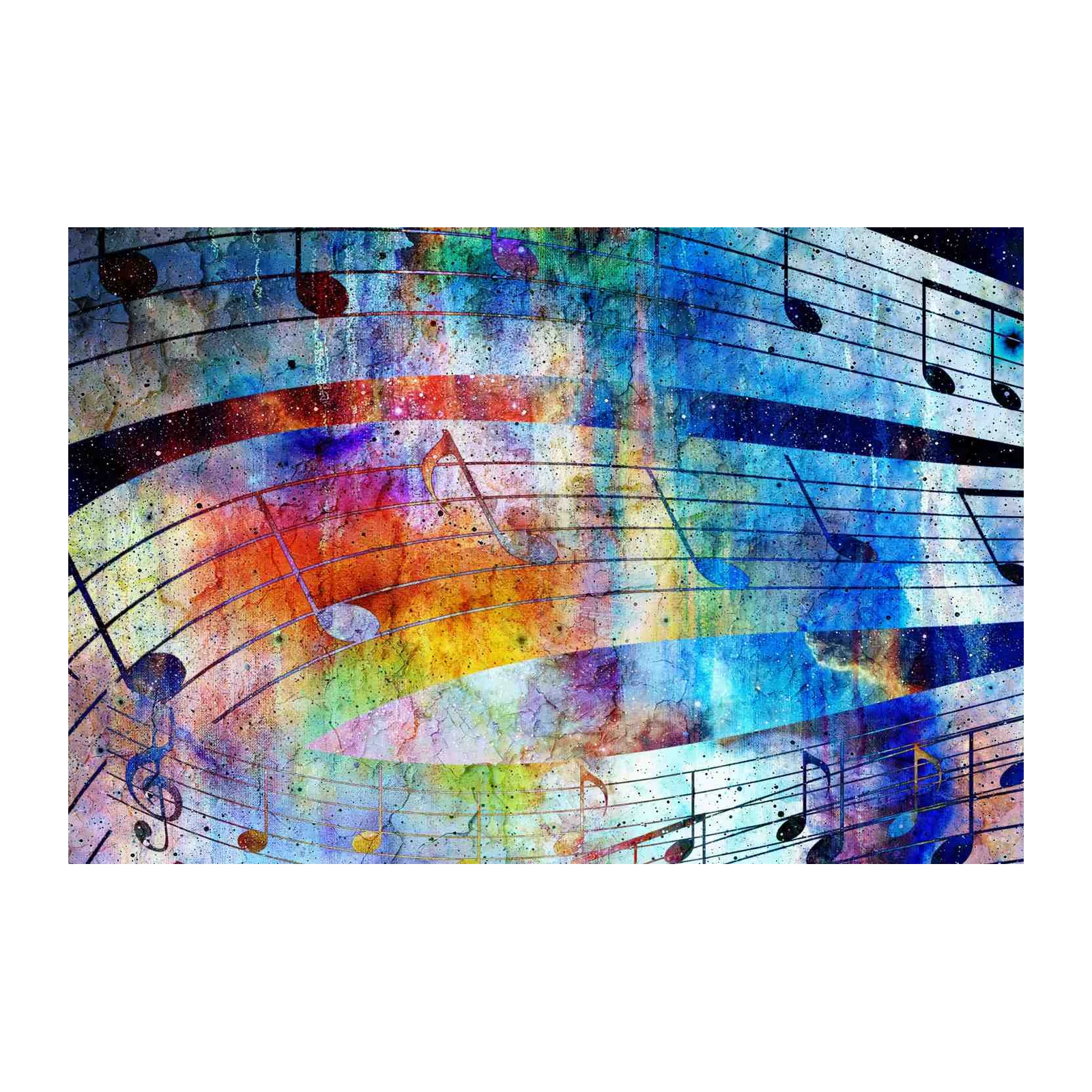 Vibrant Musical Notes Abstract Wall Art
