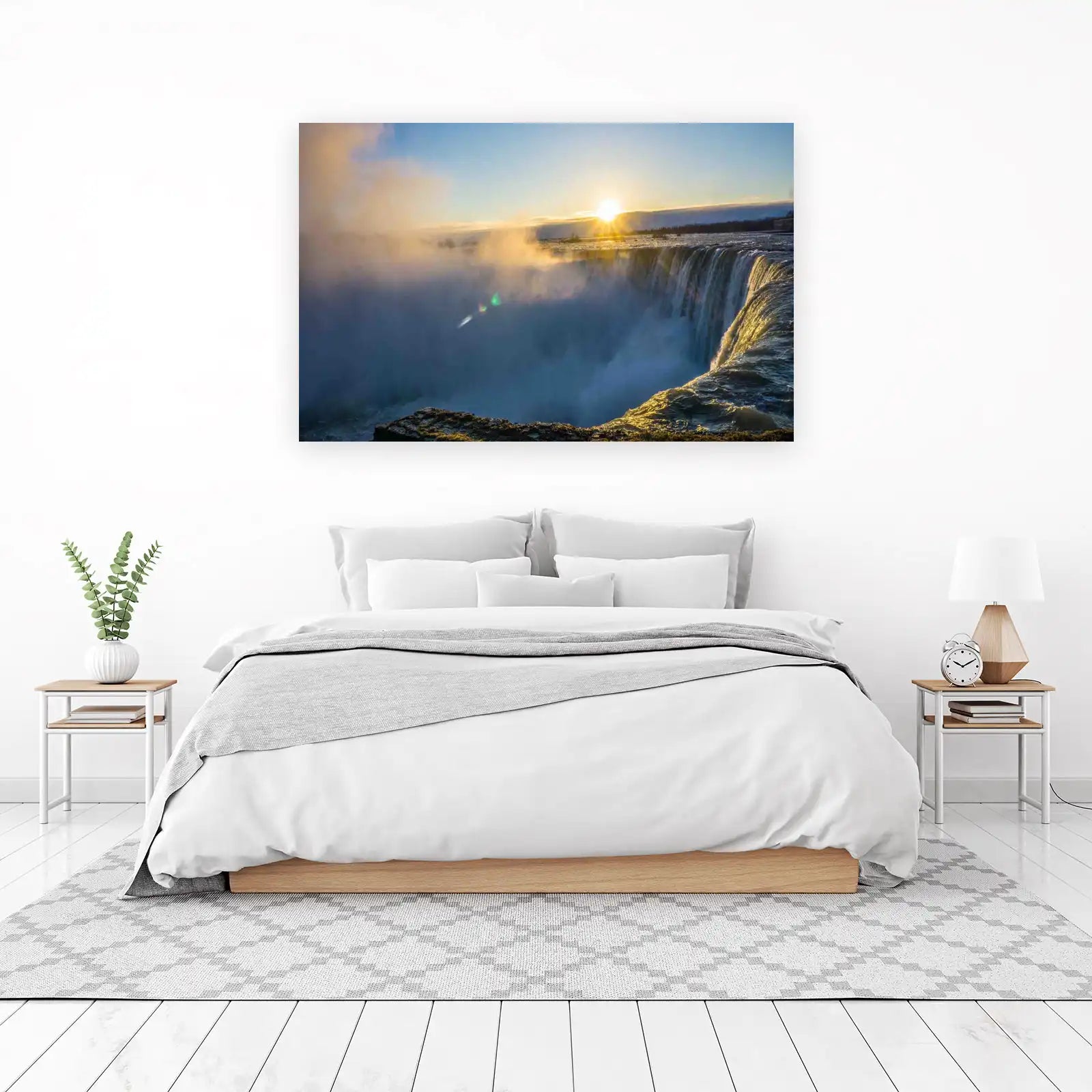 Majestic Waterfall Sunset Wall Art