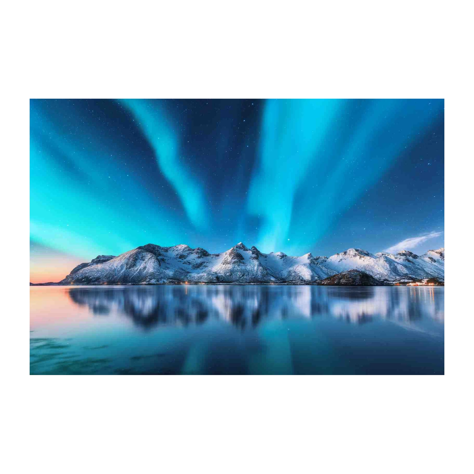 Aurora Borealis Snowy Peaks Wall Art