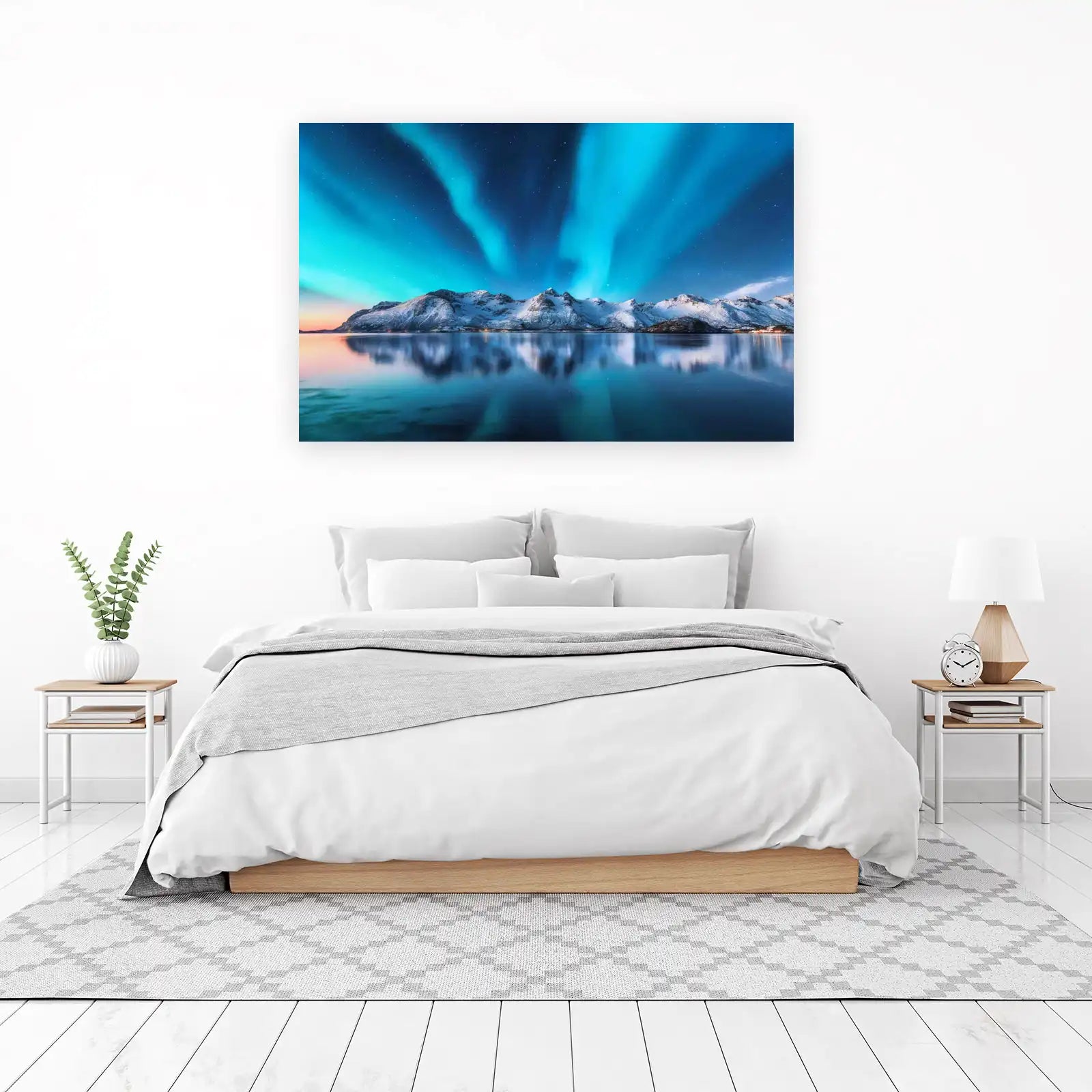 Aurora Borealis Snowy Peaks Wall Art