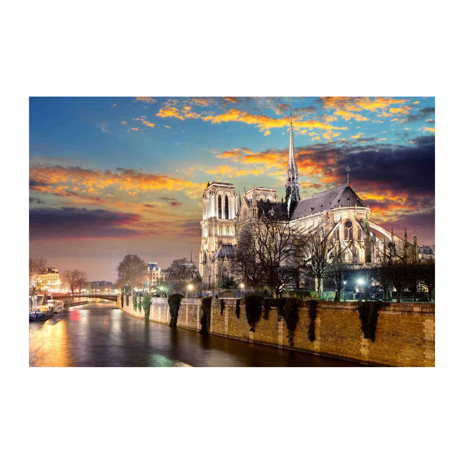 Notre Dame Paris Sunset River Seine Wall Art