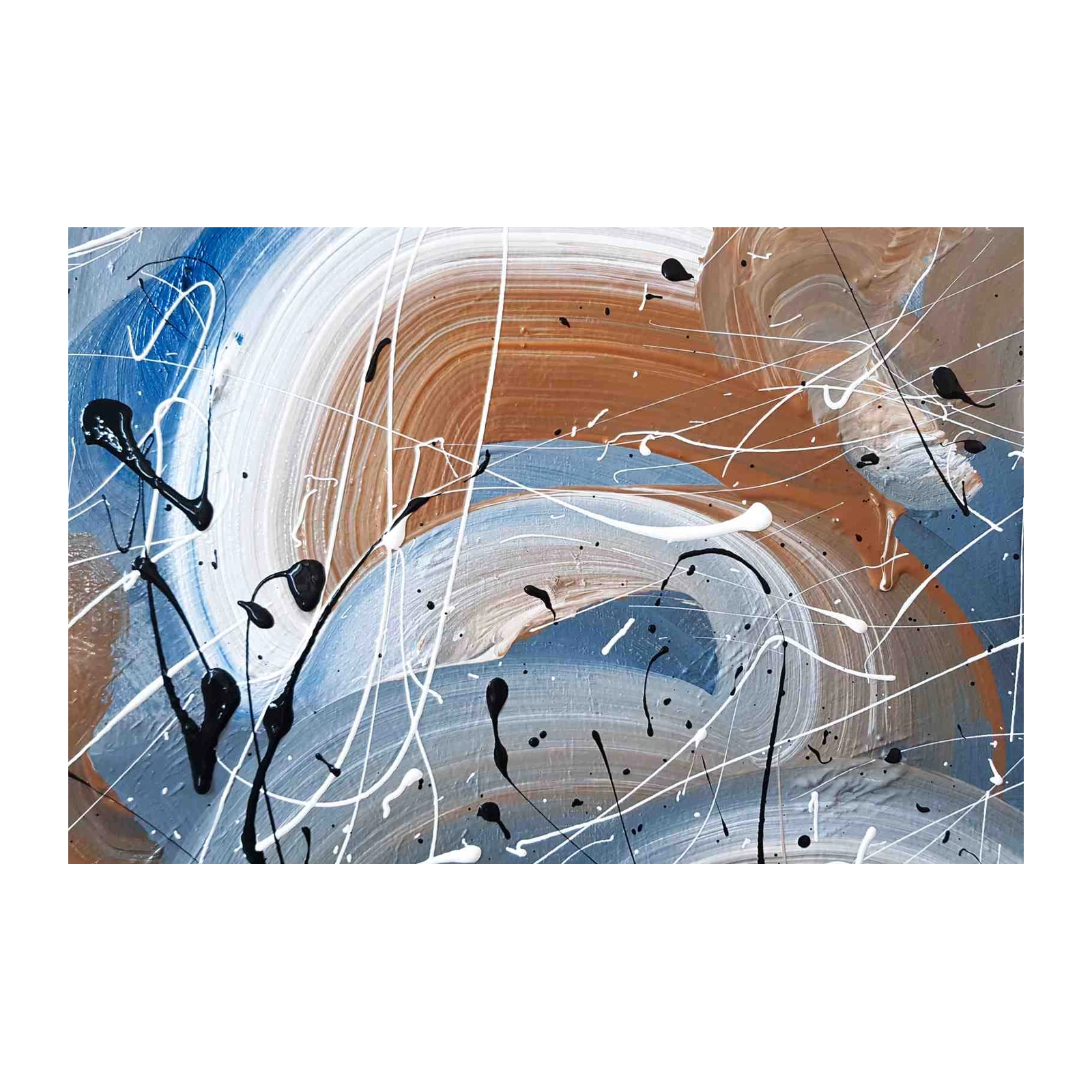 Abstract Swirls Dynamic Brown & Blue Wall Art