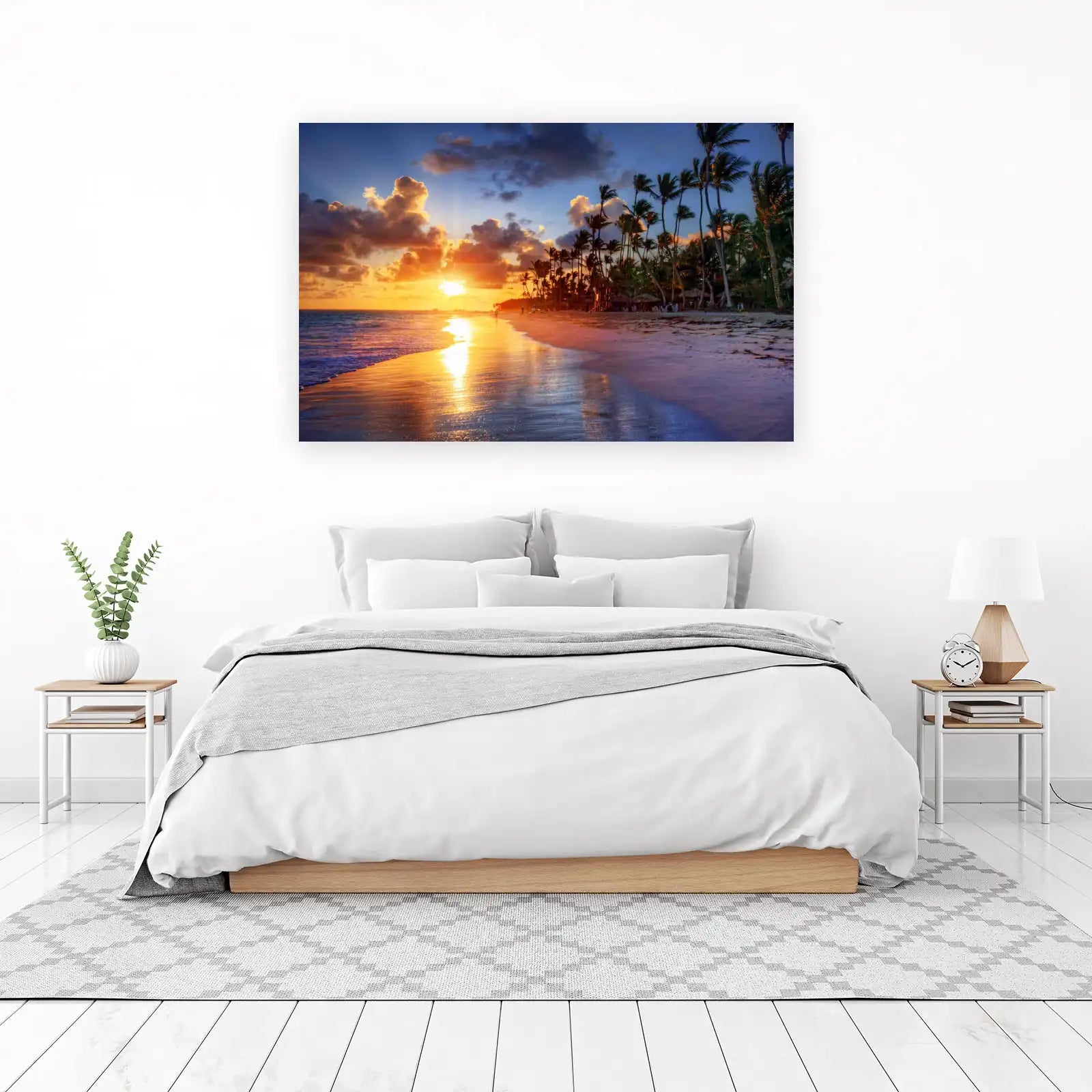 Tropical Sunset Beach Palm Trees Wall Art