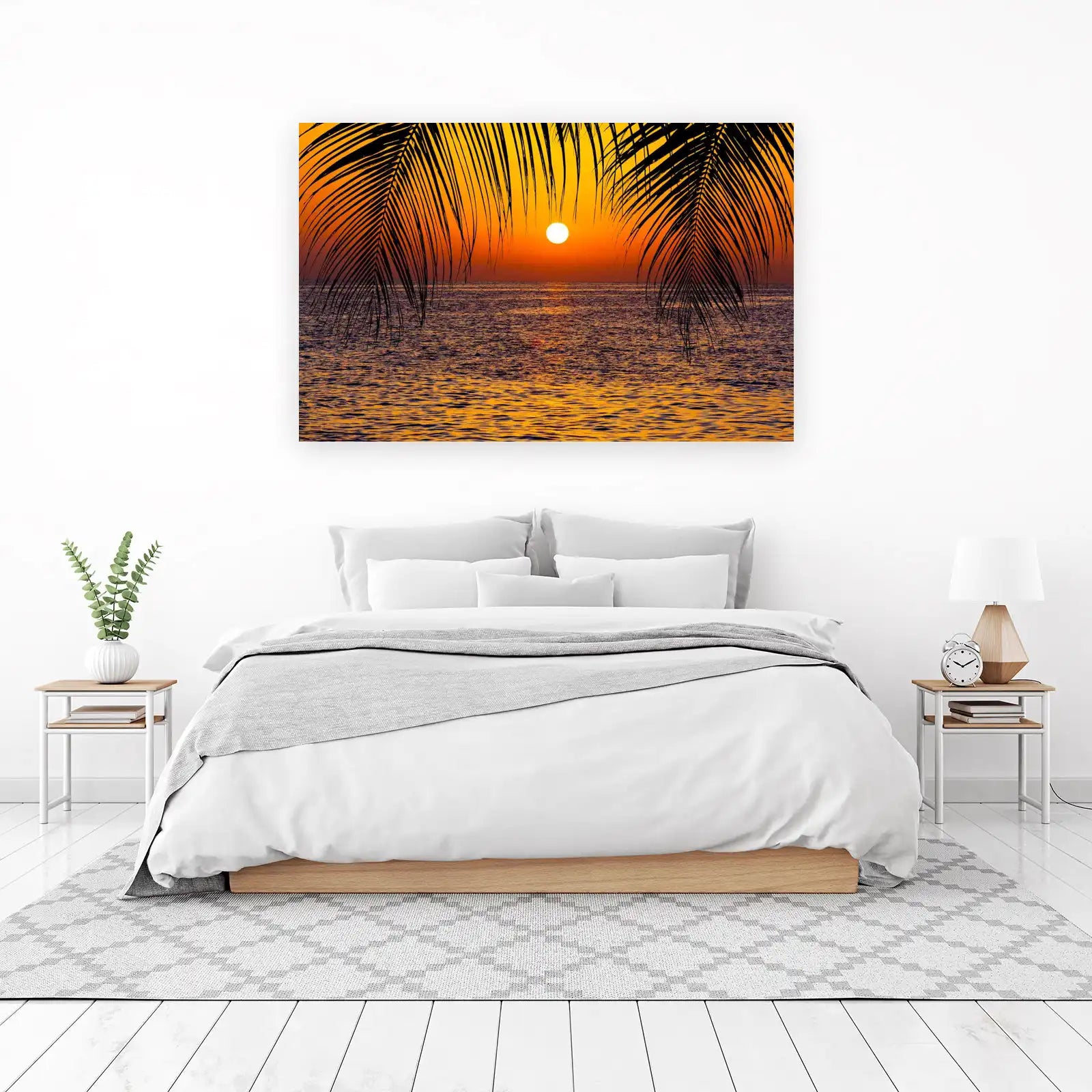 Vibrant Tropical Sunset Palm Wall Art