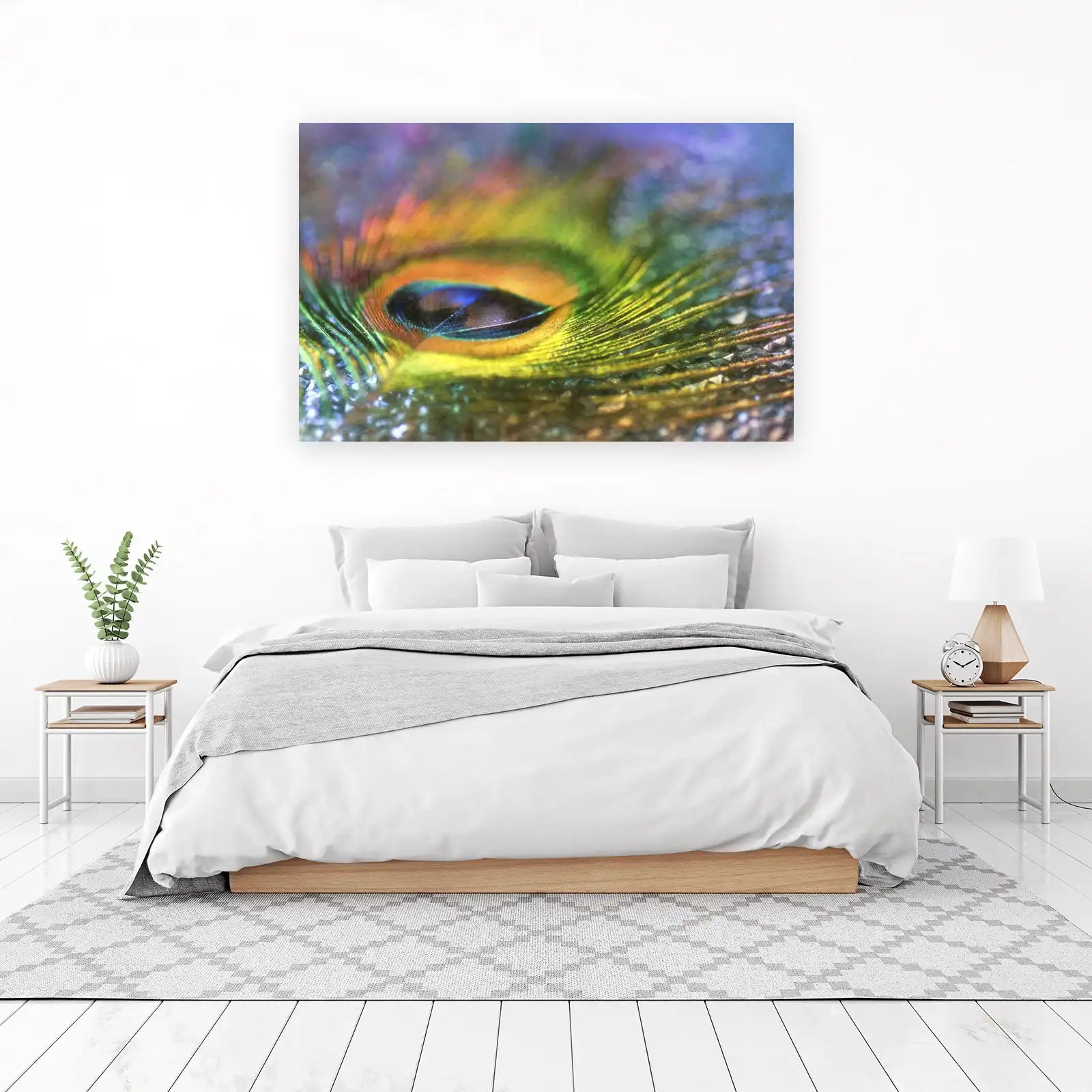 Vibrant Peacock Feather Abstract Wall Art
