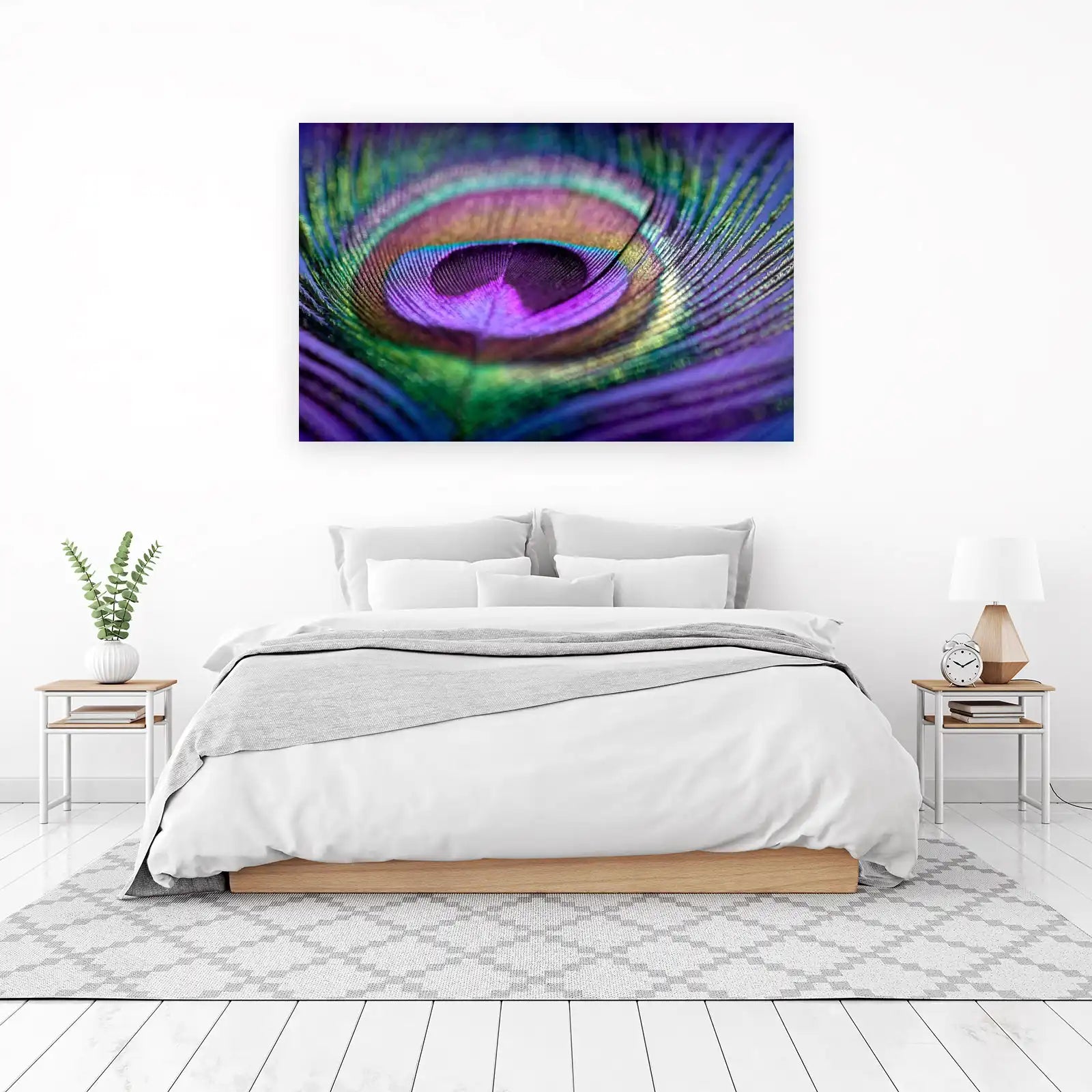 Vibrant Peacock Feather Macro Wall Art