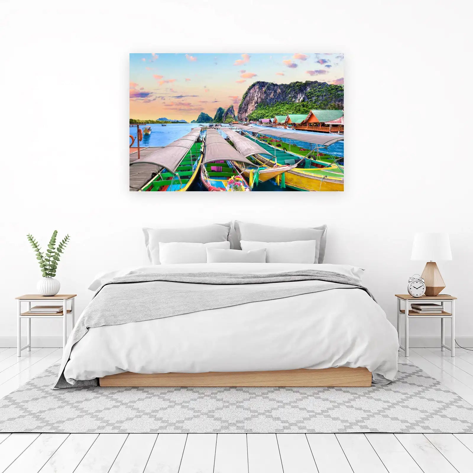 Tropical Bay Boat Serenity Wall Art