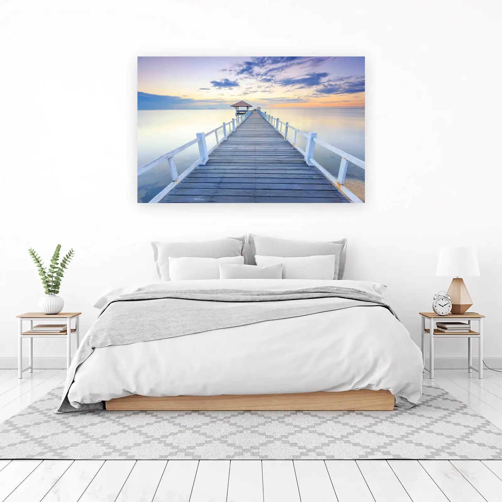 Serene Sunrise Pier Landscape Wall Art