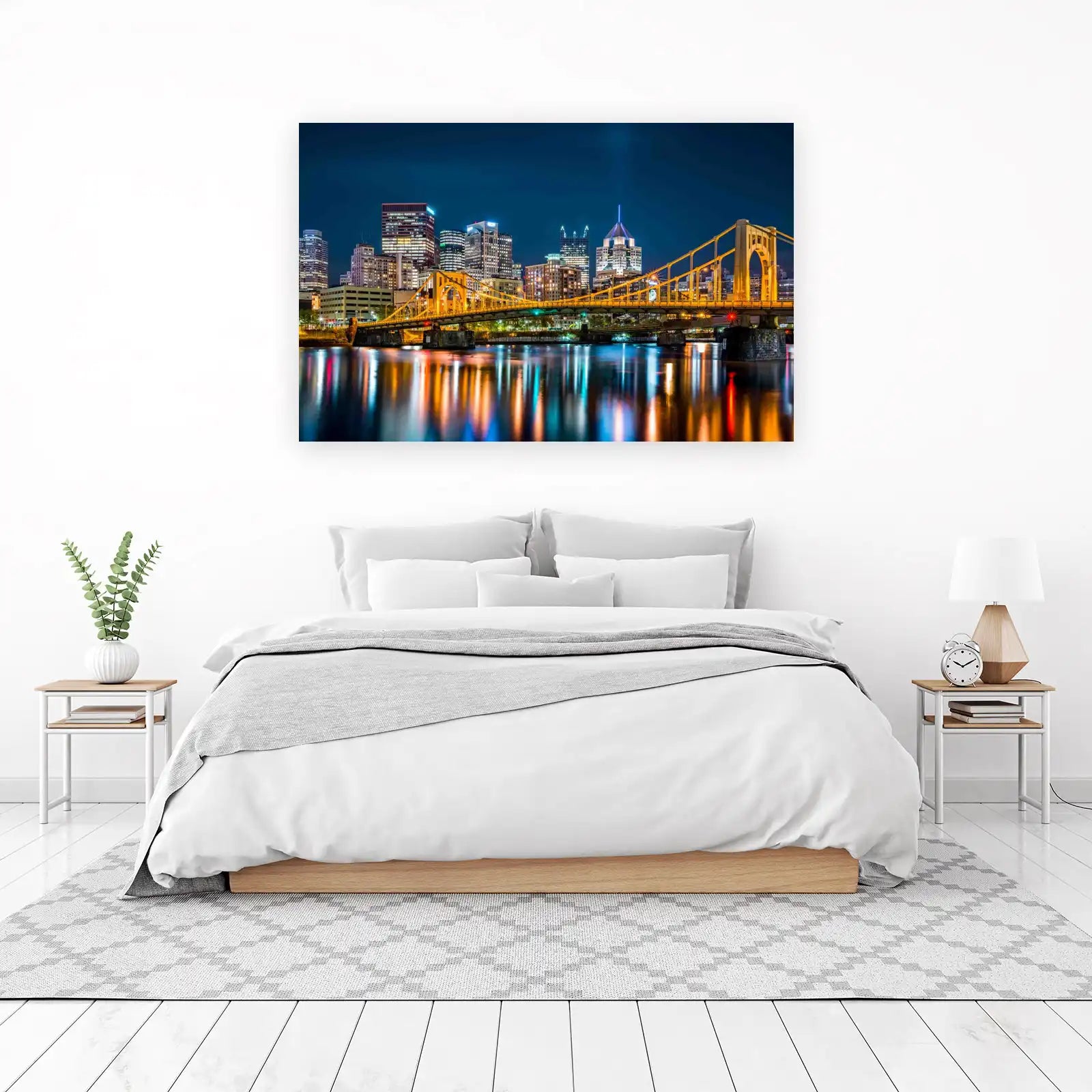 Pittsburgh Skyline Yellow Bridge Wall Art
