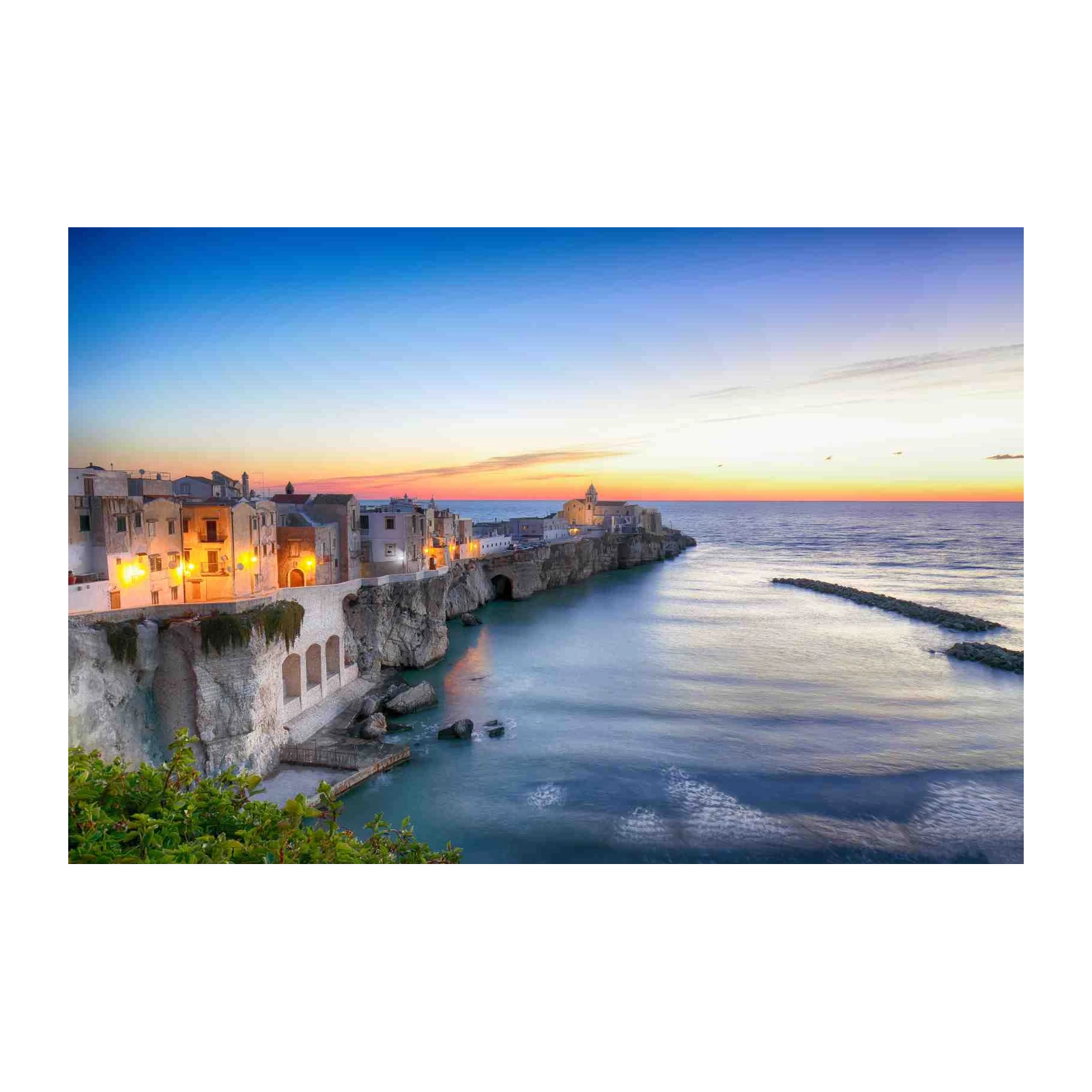 Italian Coastal Village Sunset Wall Art