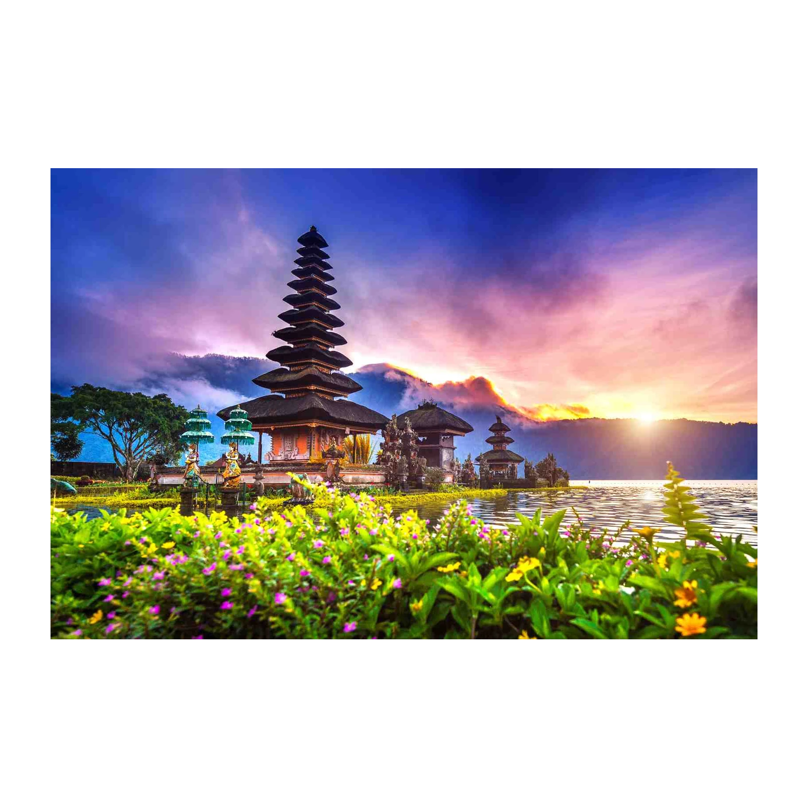 Bali Temple Sunset Landscape Wall Art