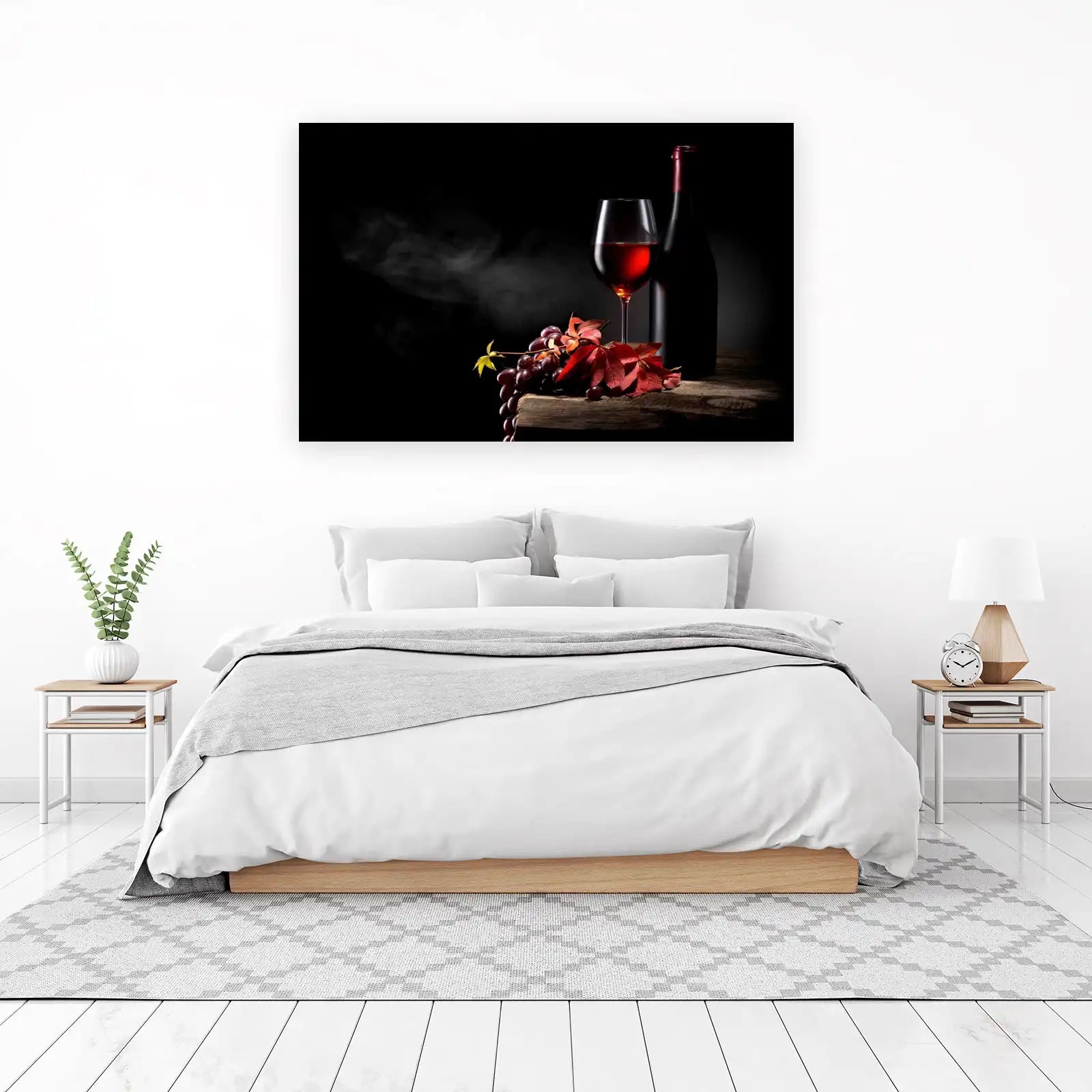 Elegant Red Wine & Grapes Wall Art