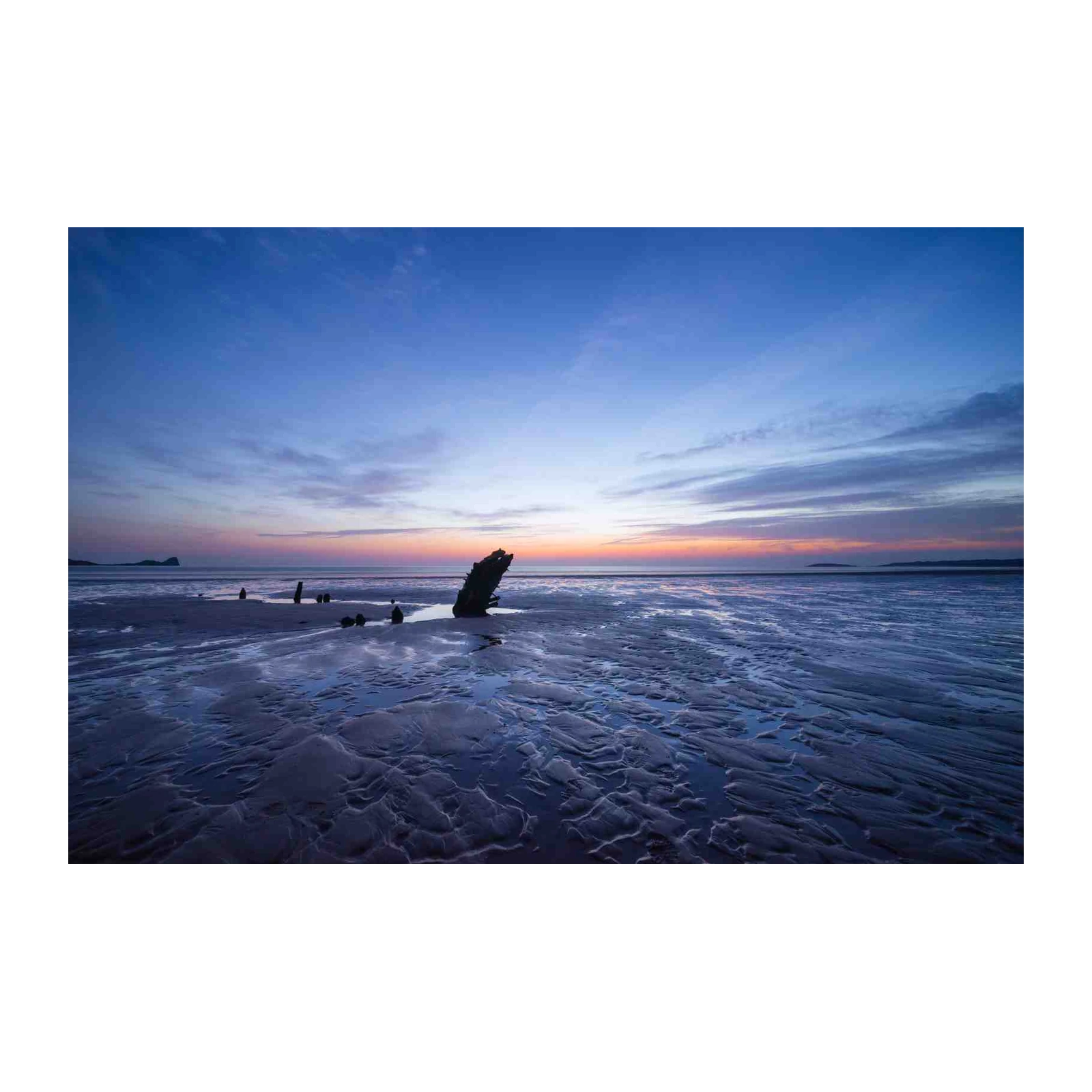 Serene Shipwreck Sunset Beach Wall Art
