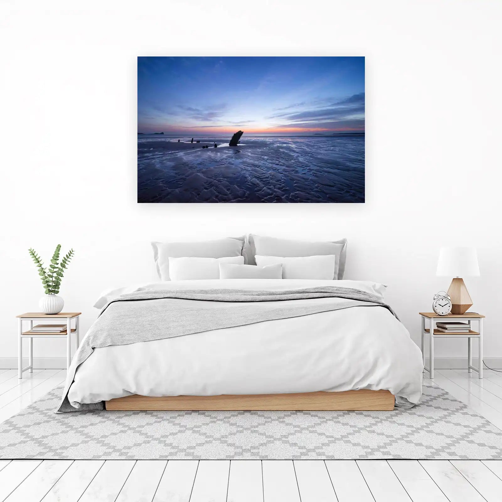 Serene Shipwreck Sunset Beach Wall Art