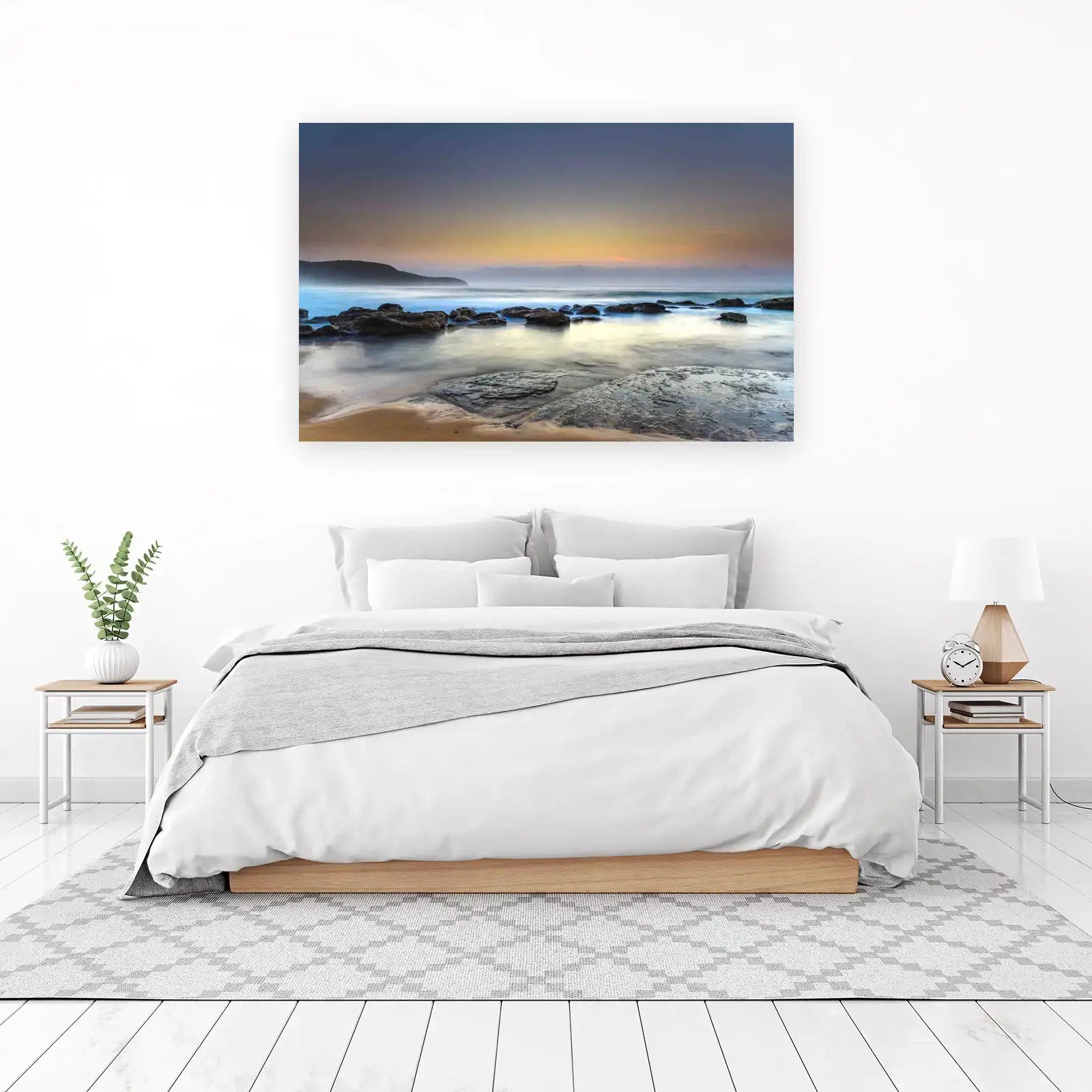 Serene Sunrise Coastal Rocks Wall Art